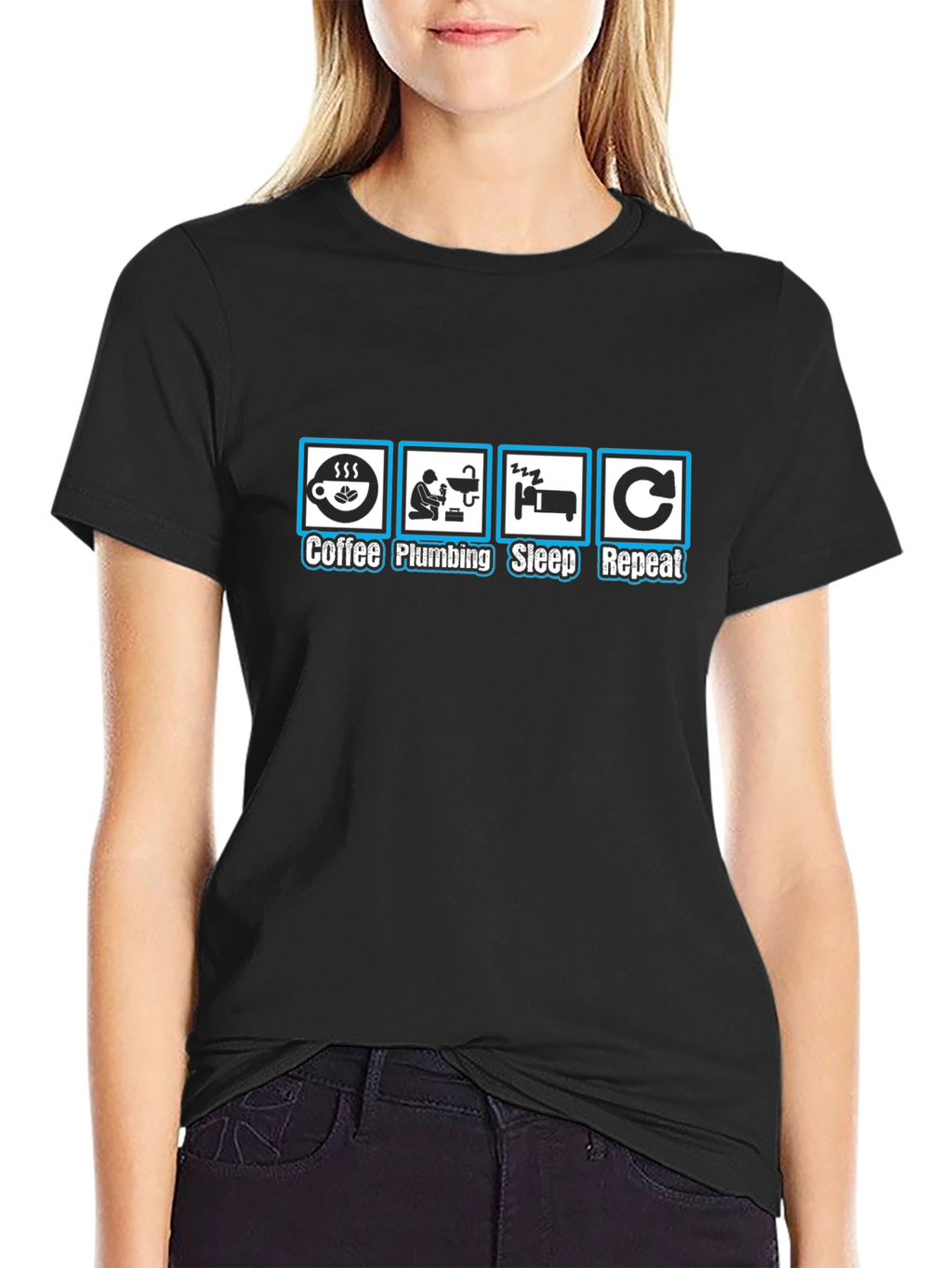 Coffee Plumbing Sleep Repeat T-Shirt - Plumber Gift