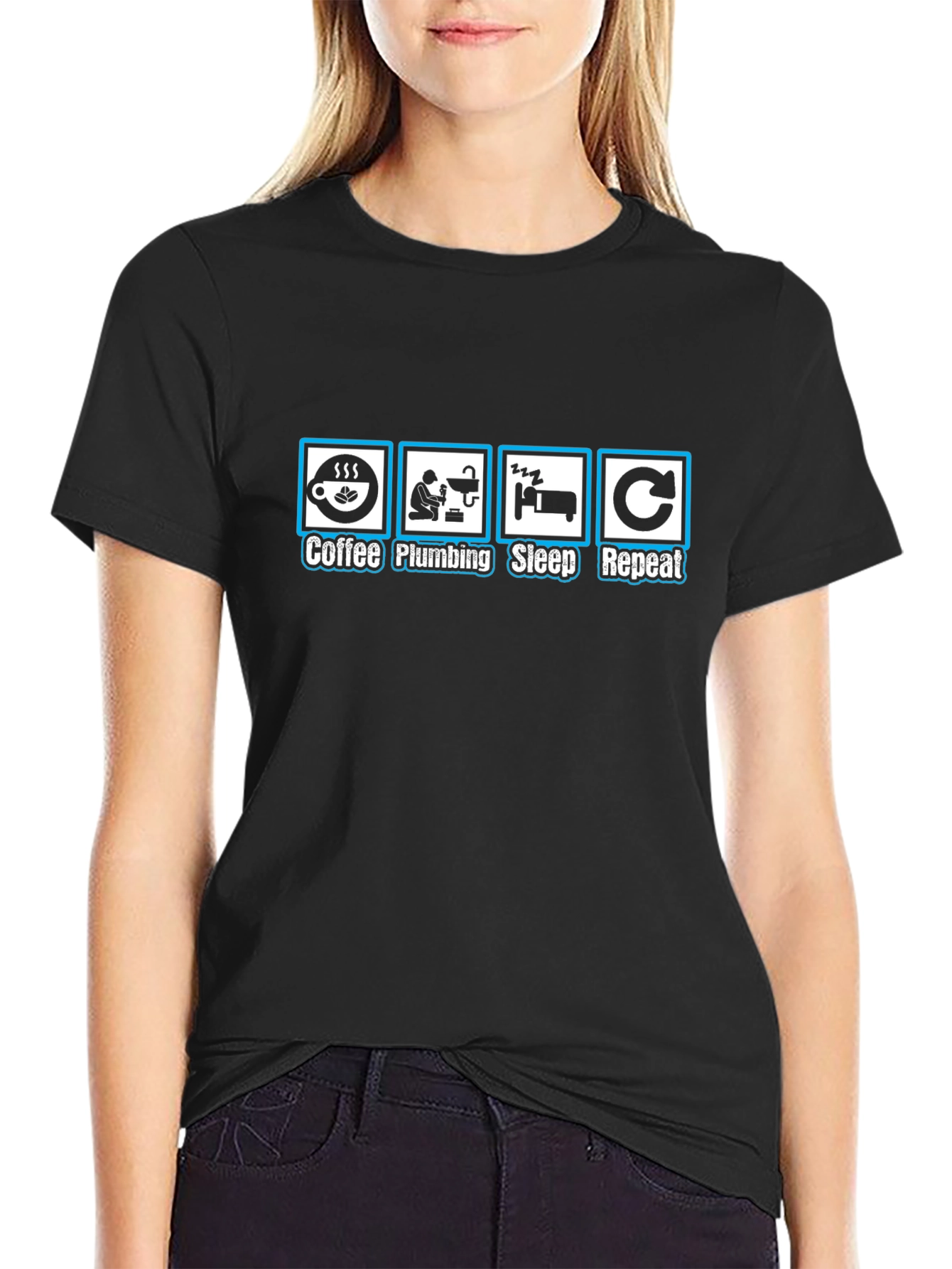Coffee Plumbing Sleep Repeat T-Shirt - Plumber Gift