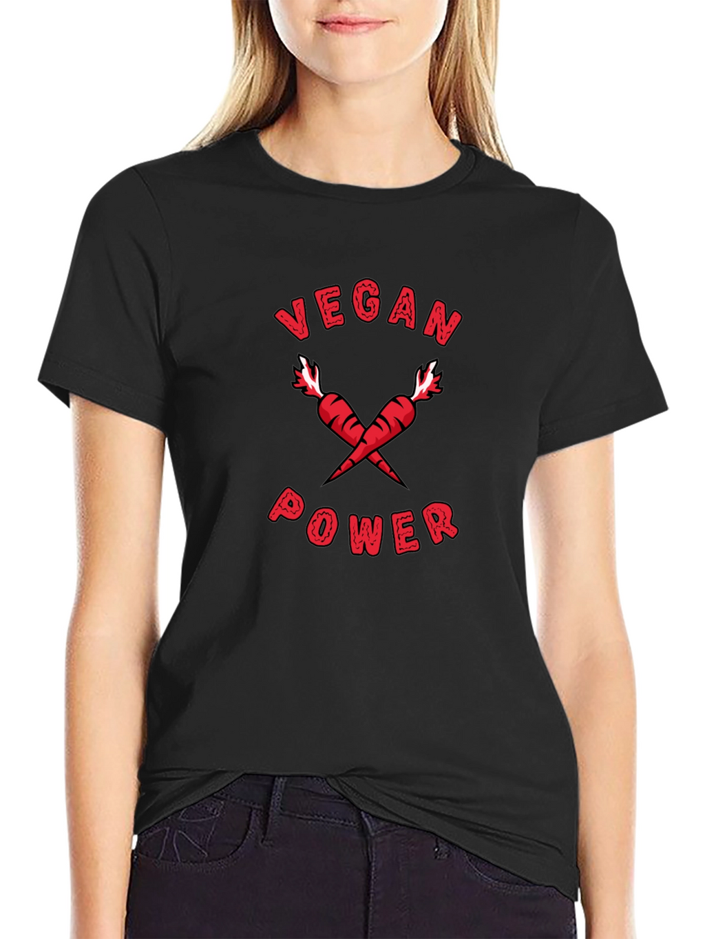 Vegan Power T-Shirt: Red Carrots Graphic Tee