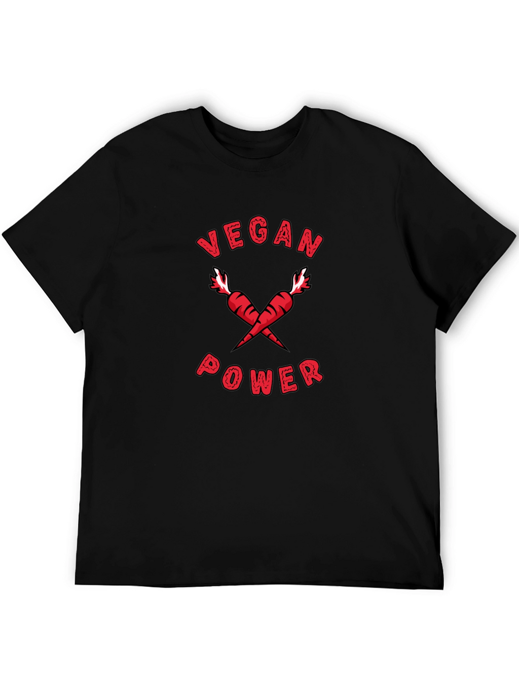 Vegan Power T-Shirt: Red Carrots Graphic Tee
