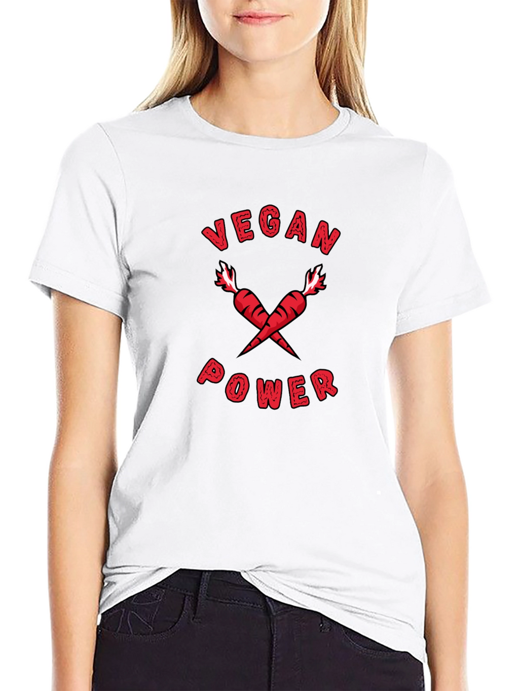 Vegan Power T-Shirt: Red Carrots Graphic Tee