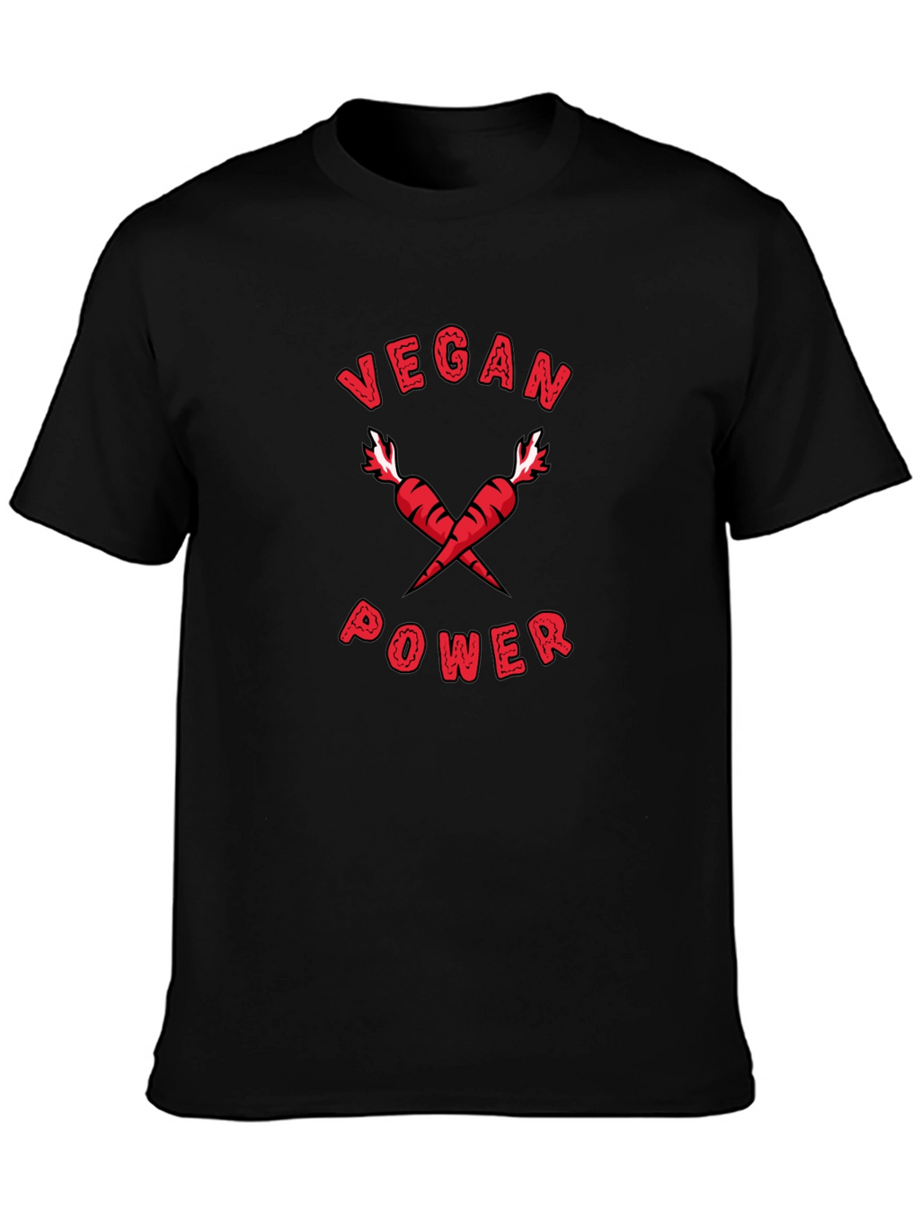 Vegan Power T-Shirt: Red Carrots Graphic Tee