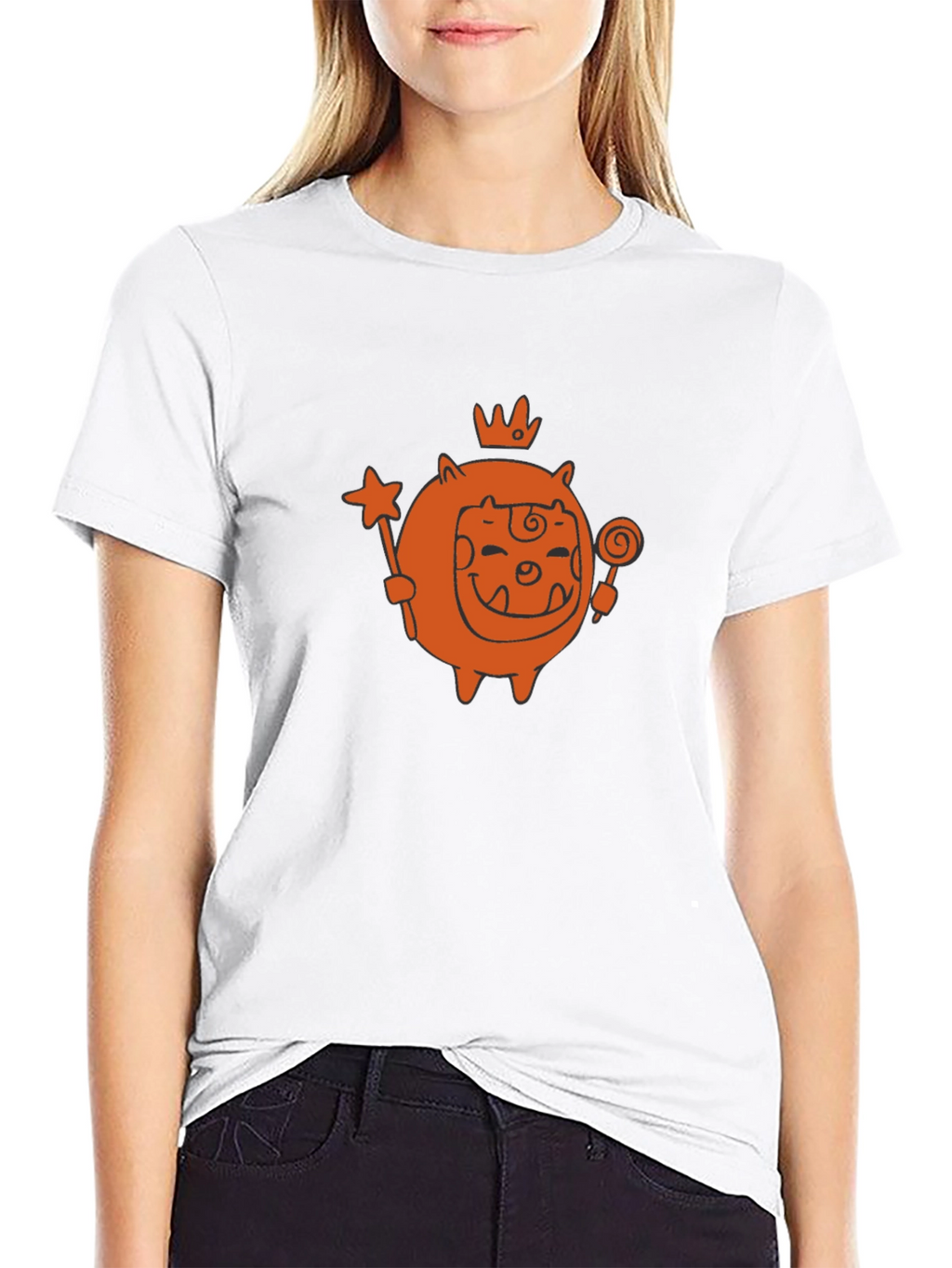 Cute Cartoon Monster Graphic Tee - Black