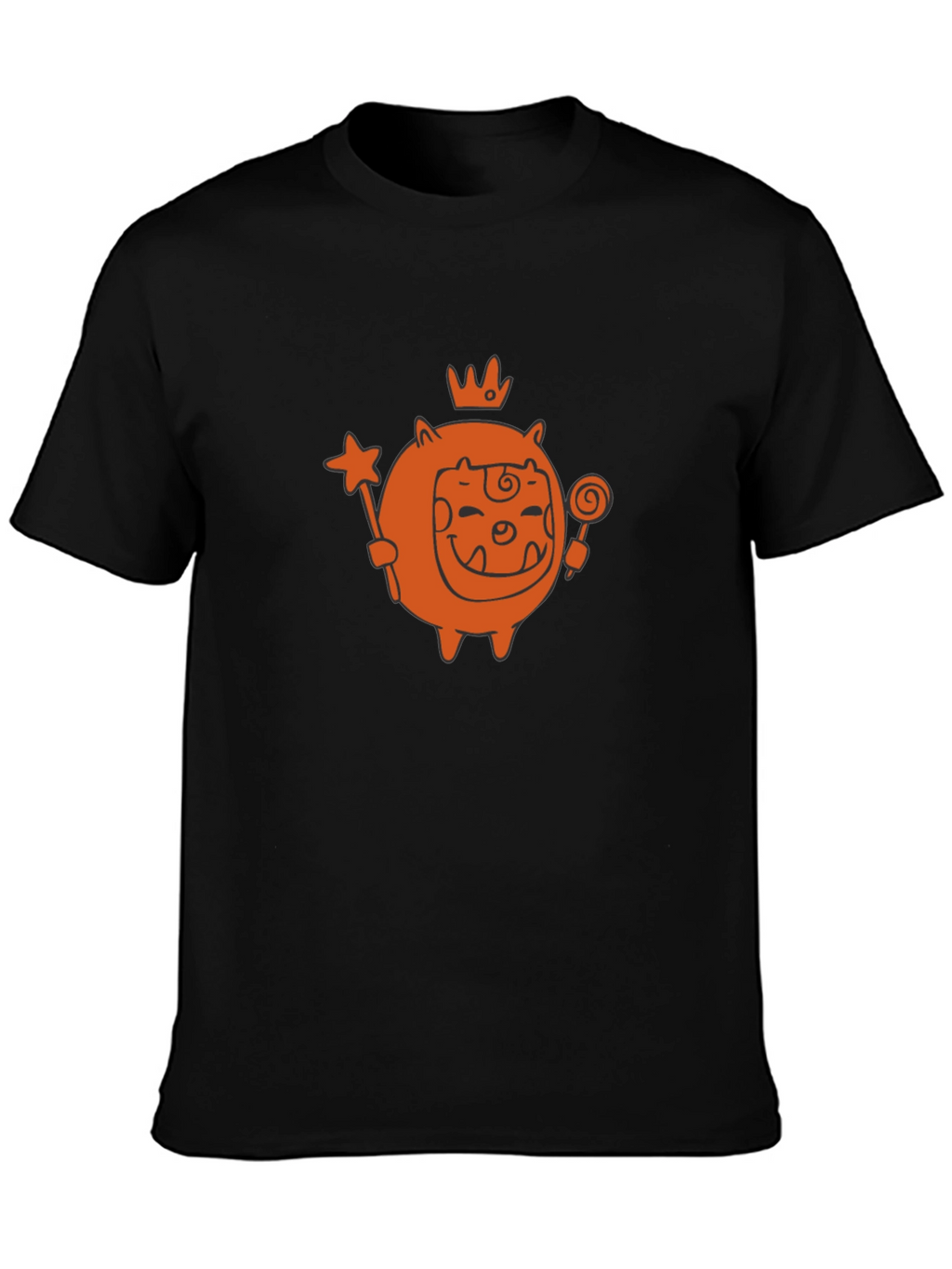 Cute Cartoon Monster Graphic Tee - Black