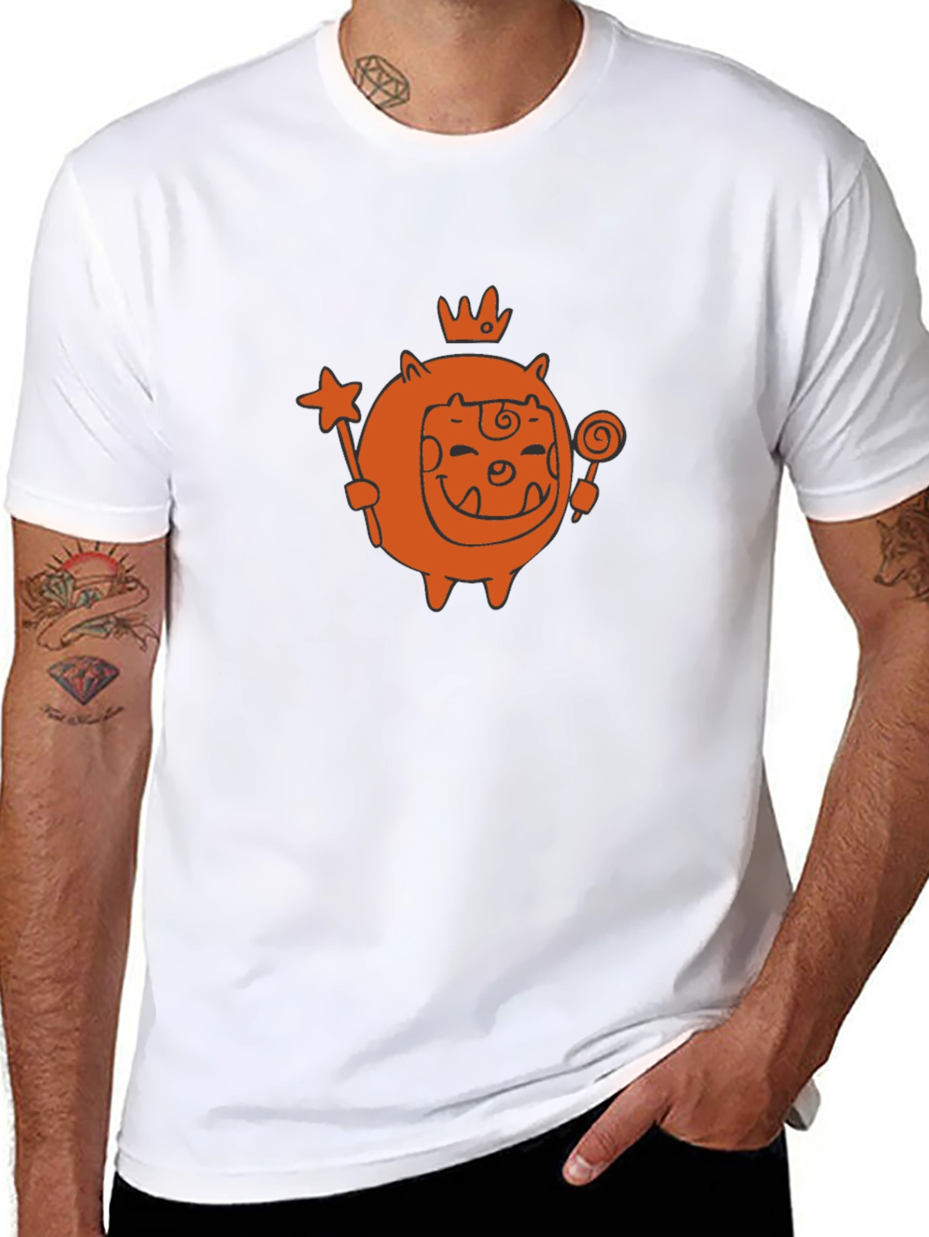 Cute Cartoon Monster Graphic Tee - Black