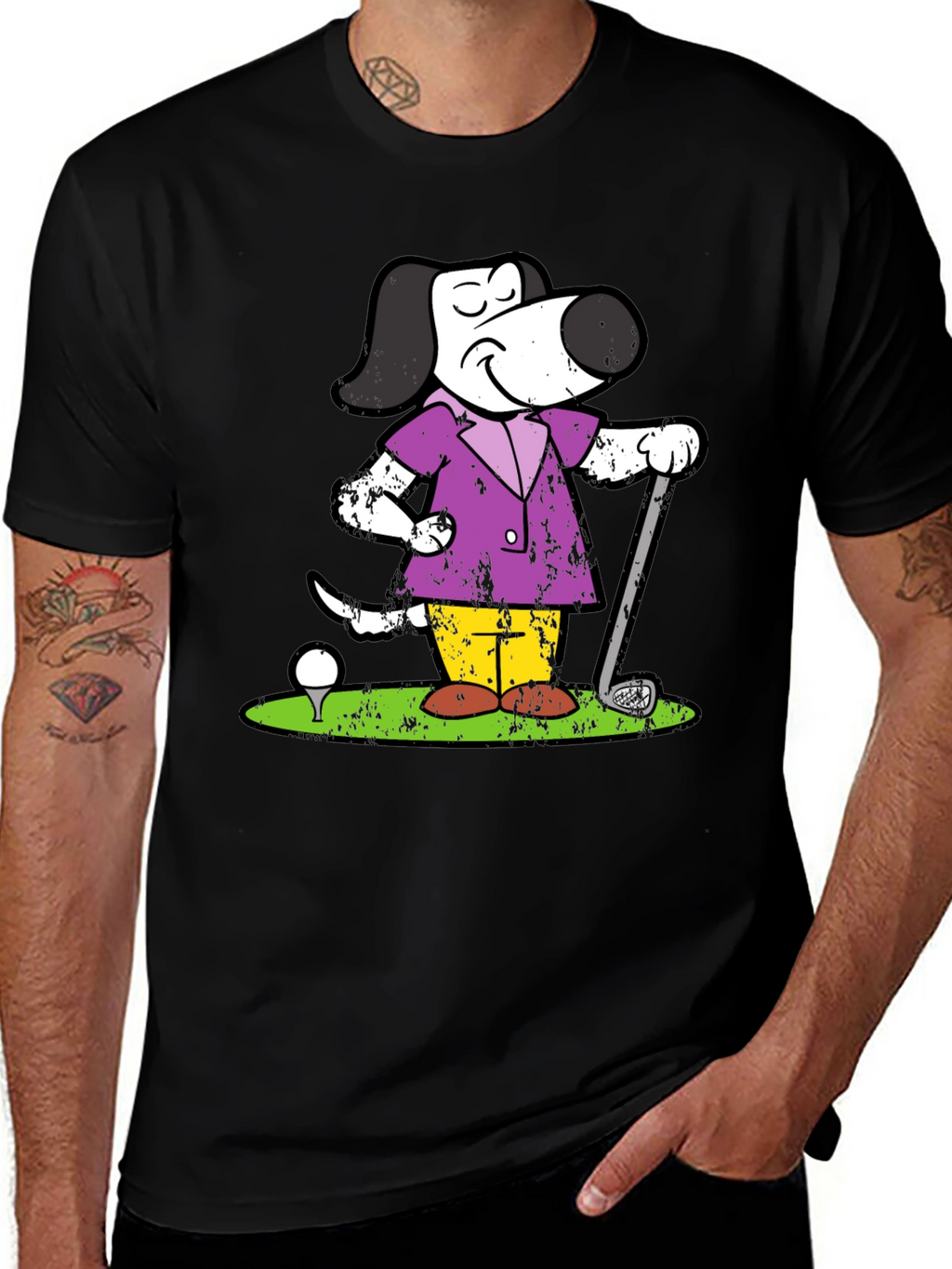 Cartoon Dog Golf T-Shirt