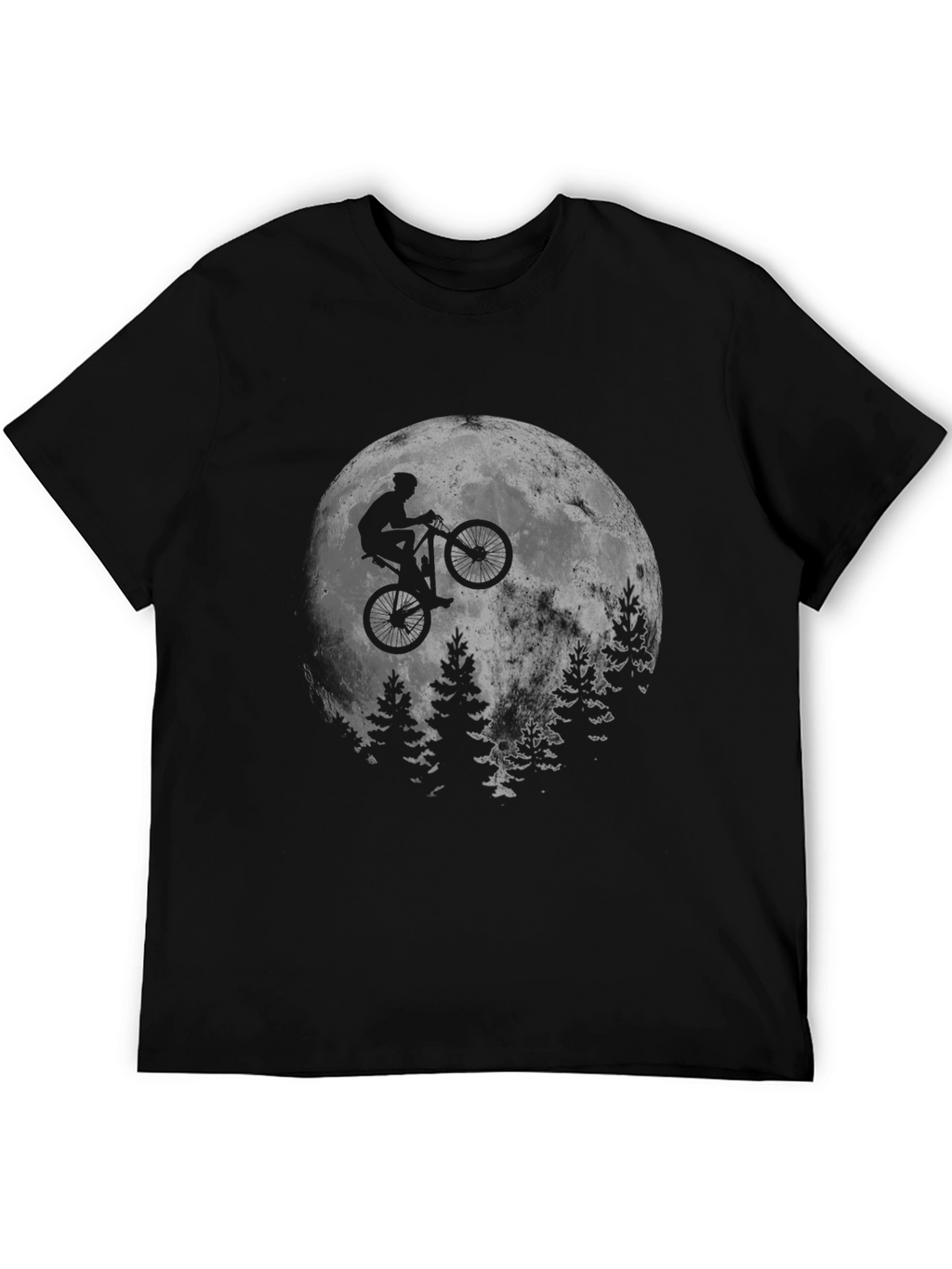 Biker Moon Graphic T-Shirt - Black Cotton Blend