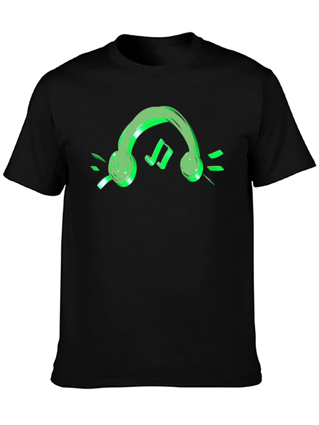 Neon Green Headphone Black T-Shirt