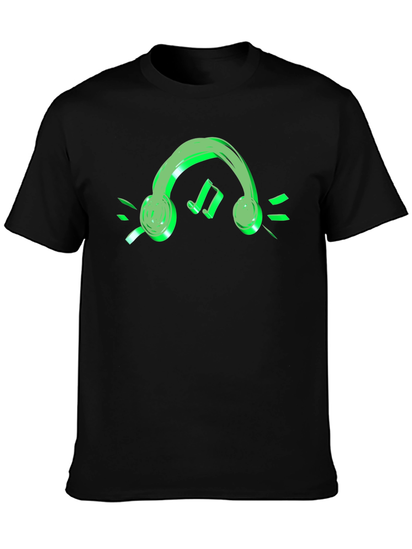 Neon Green Headphone Black T-Shirt