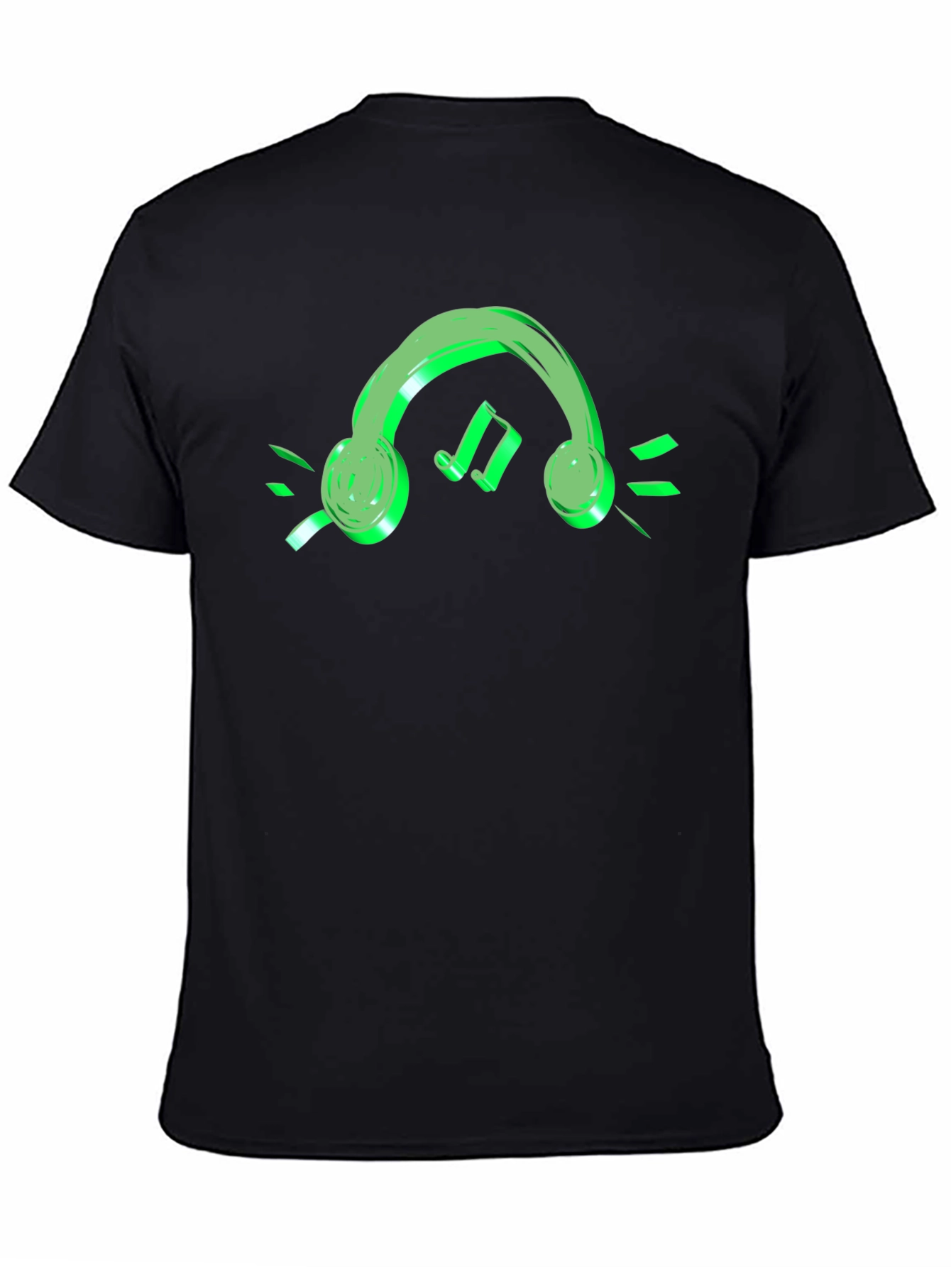 Neon Green Headphone Black T-Shirt