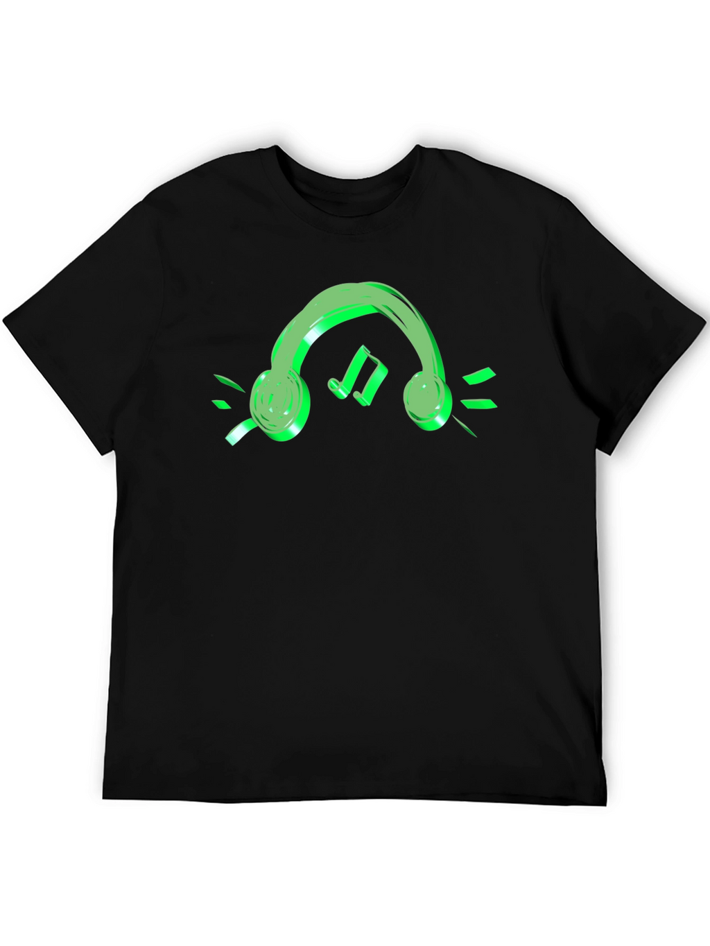 Neon Green Headphone Black T-Shirt