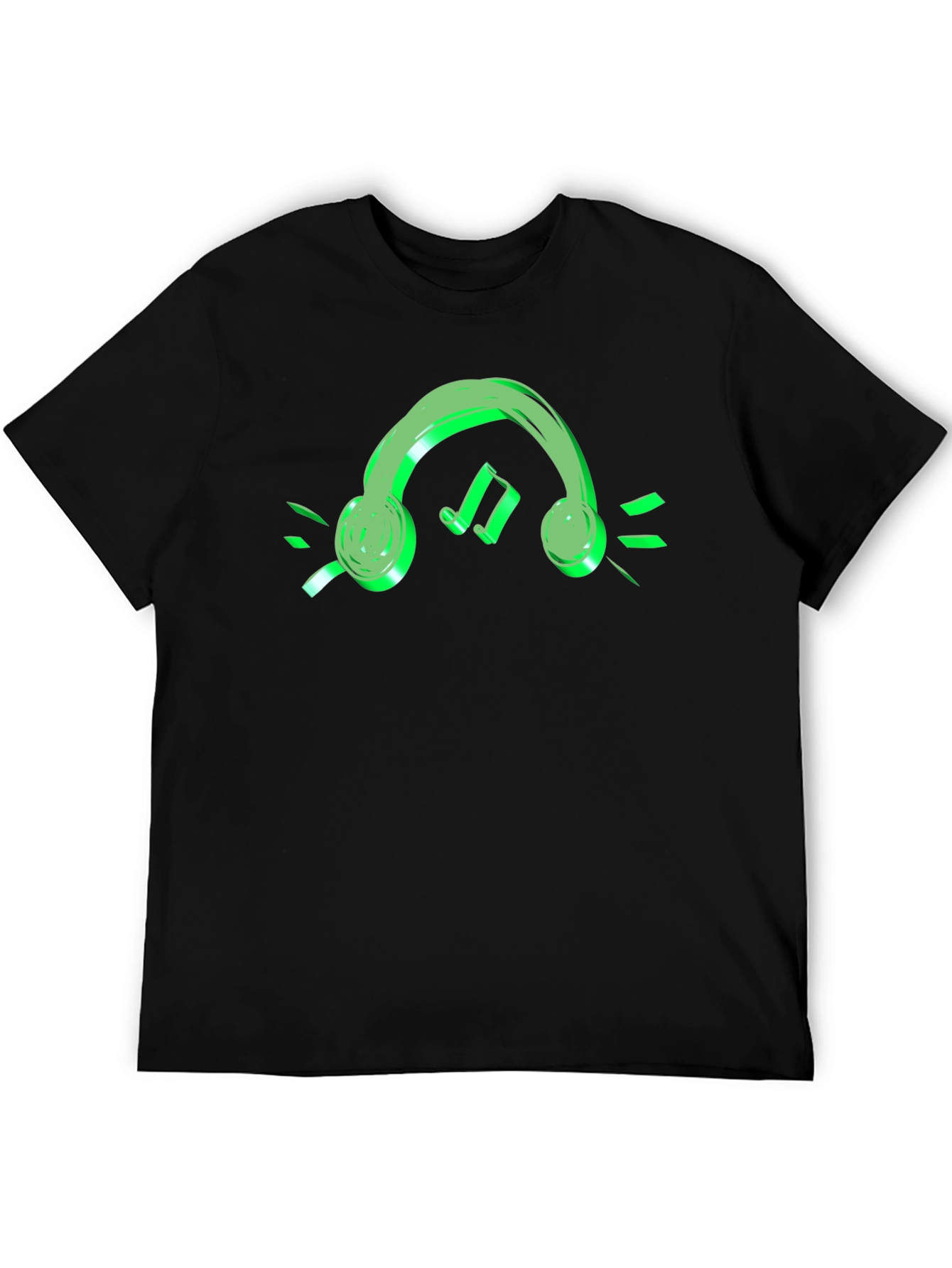 Neon Green Headphone Black T-Shirt
