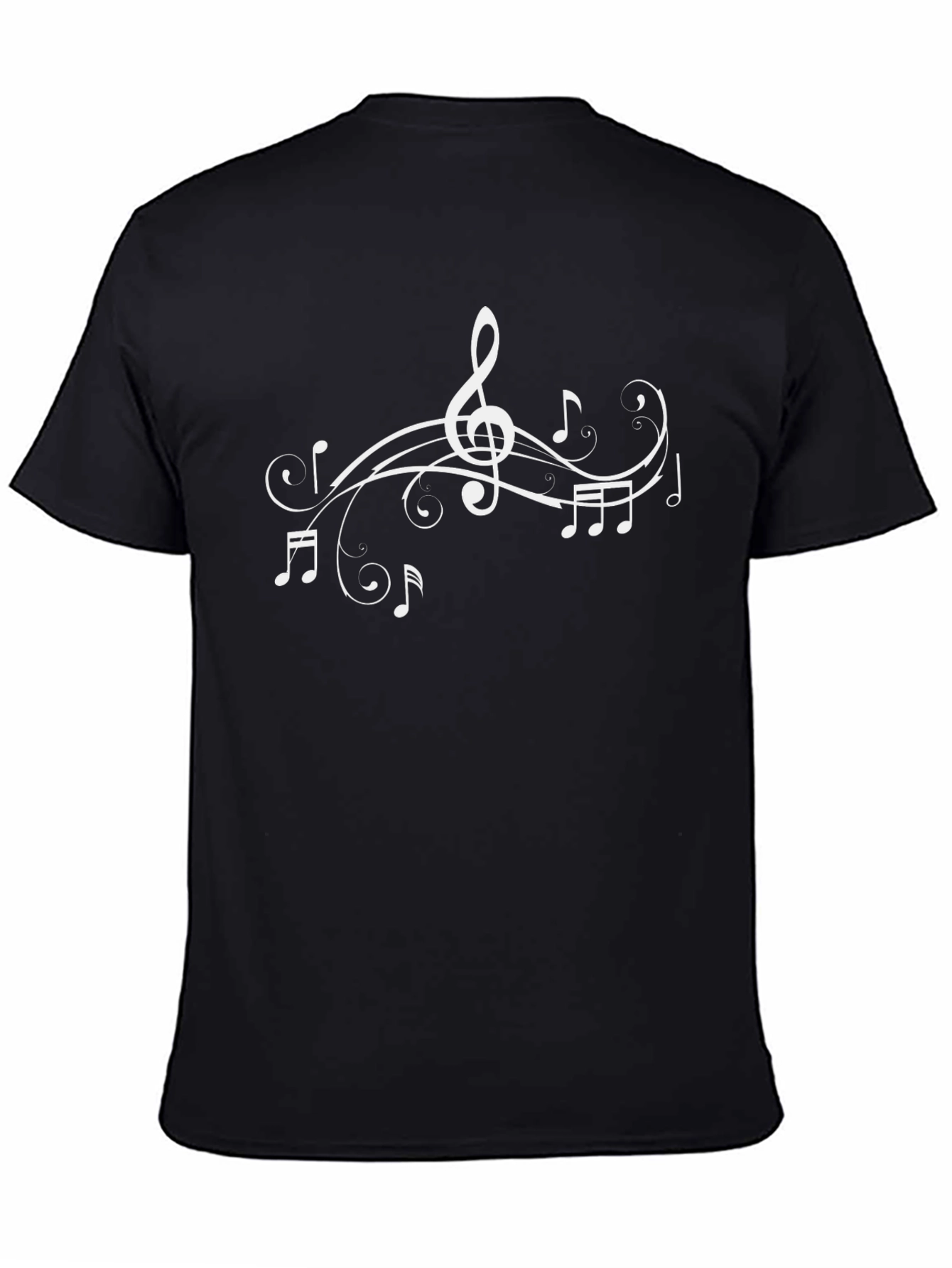 Musical Notes Graphic T-Shirt - Black Cotton Tee