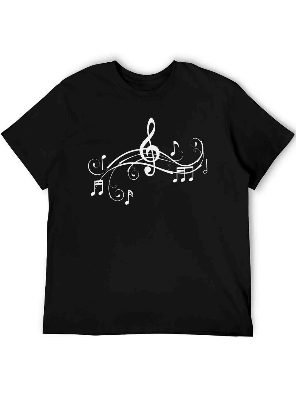 Musical Notes Graphic T-Shirt - Black Cotton Tee