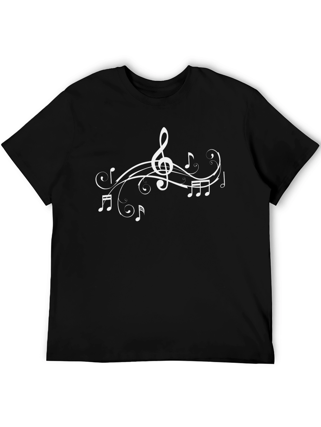 Musical Notes Graphic T-Shirt - Black Cotton Tee