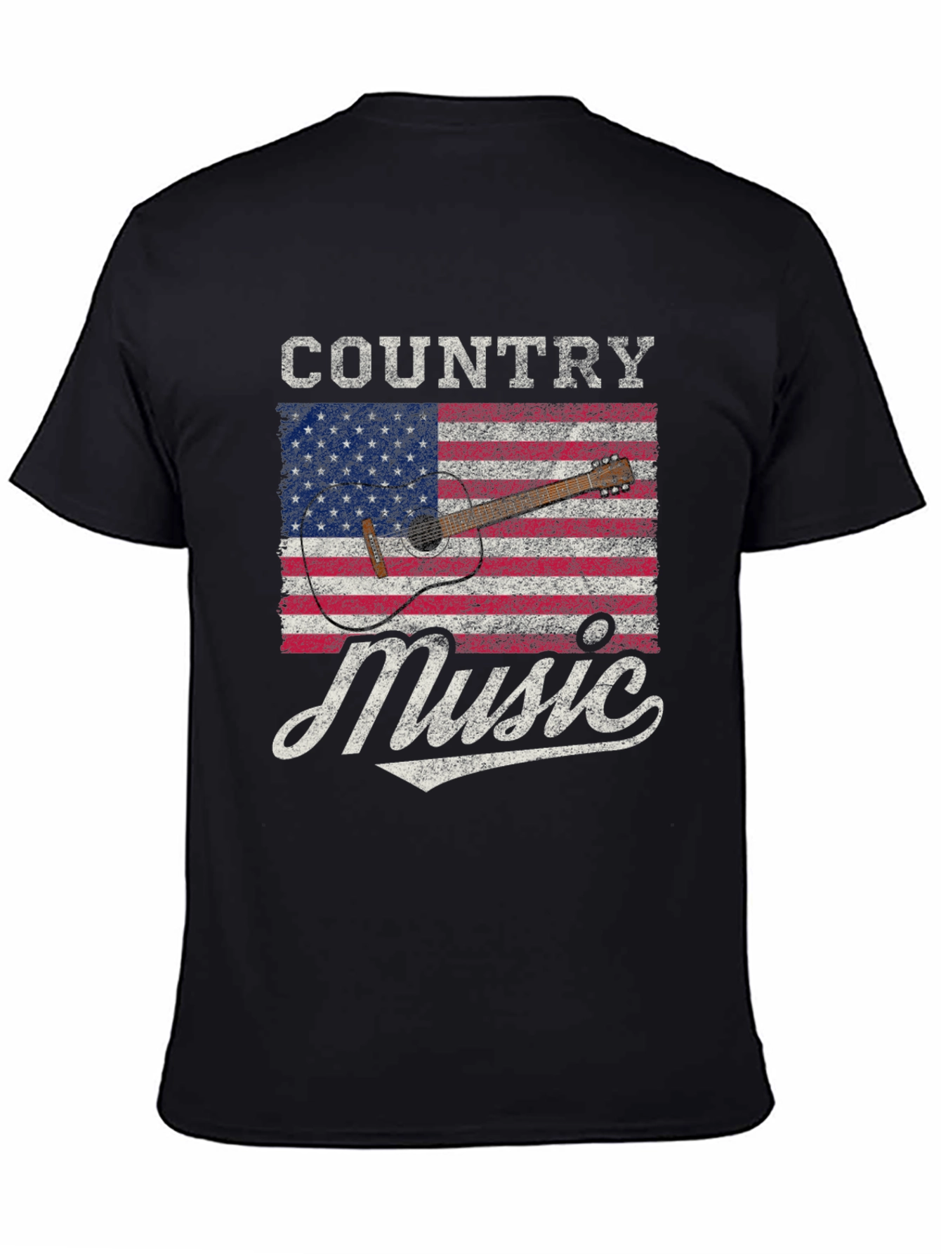 Country Music American Flag Guitar T-Shirt
