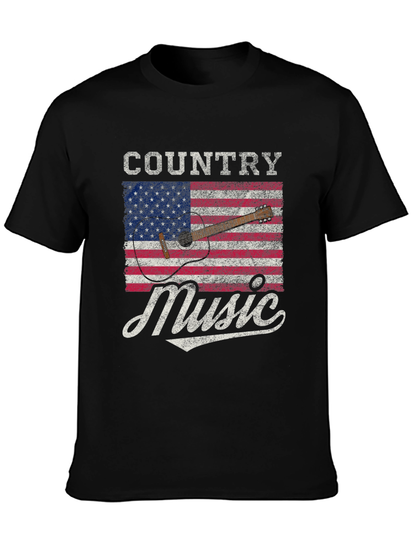 Country Music American Flag Guitar T-Shirt