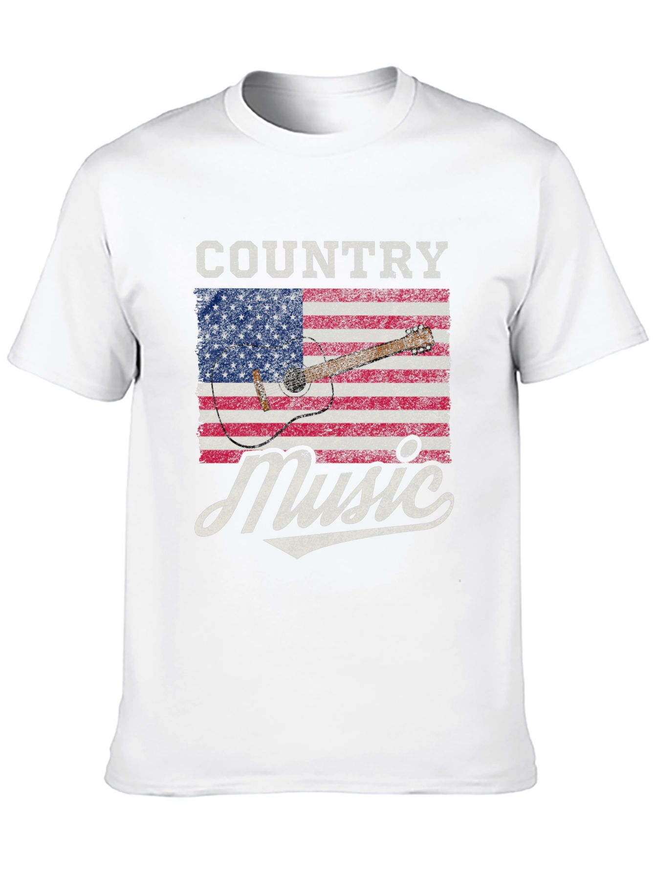 Country Music American Flag Guitar T-Shirt
