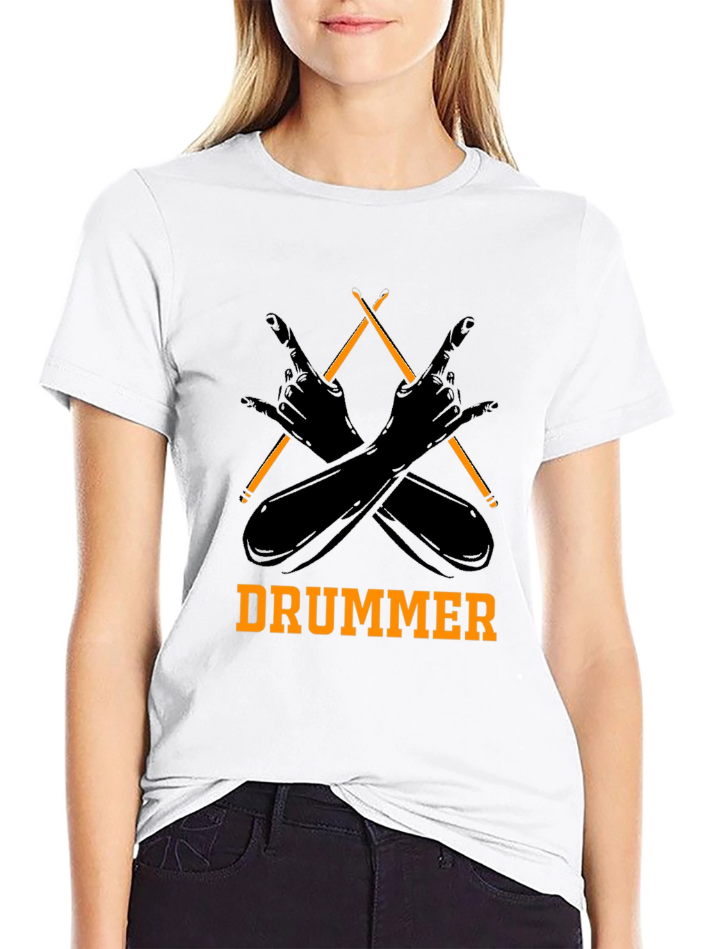 Drummer T-Shirt Rock and Roll Hand Symbol