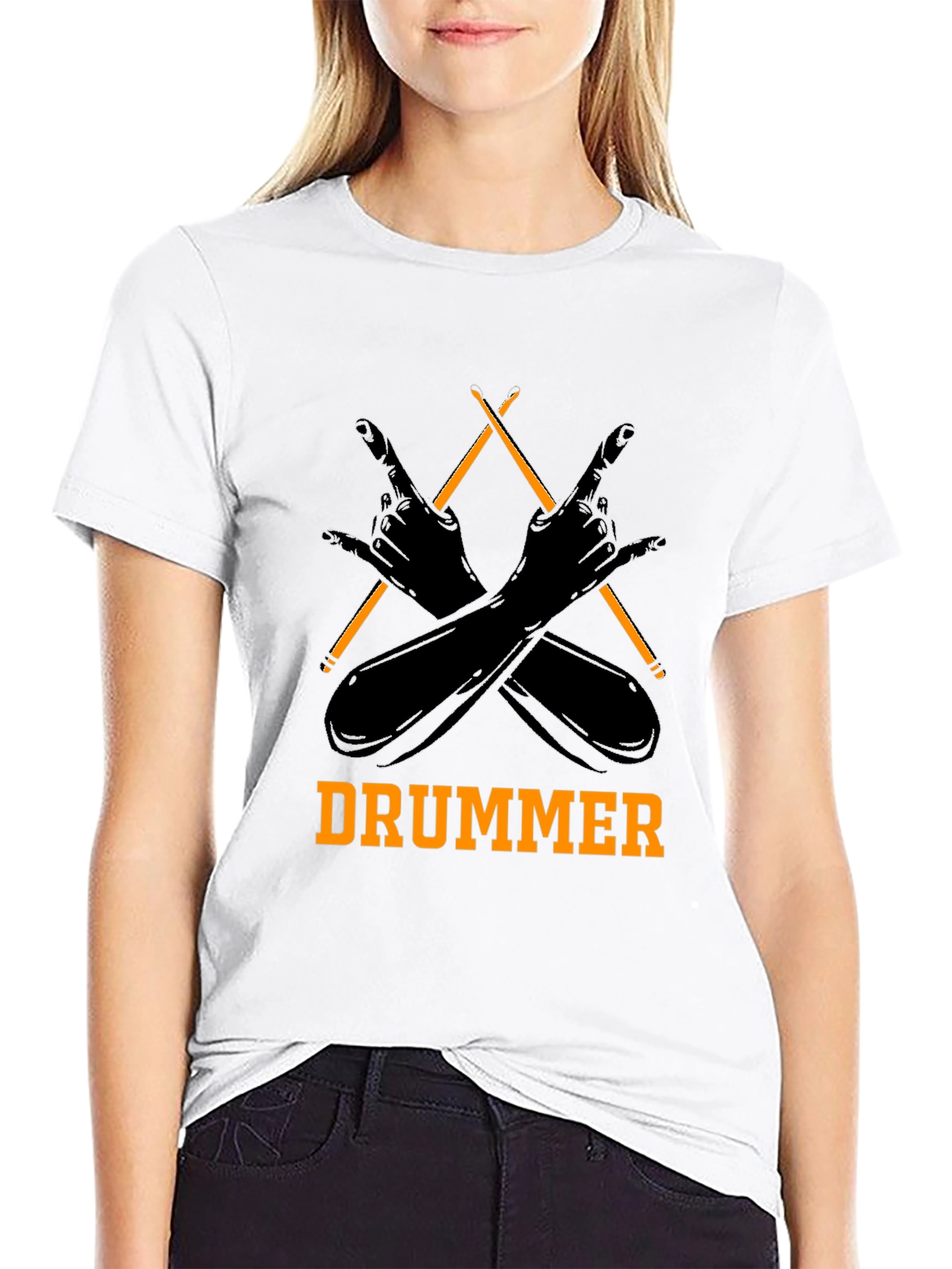 Drummer T-Shirt Rock and Roll Hand Symbol