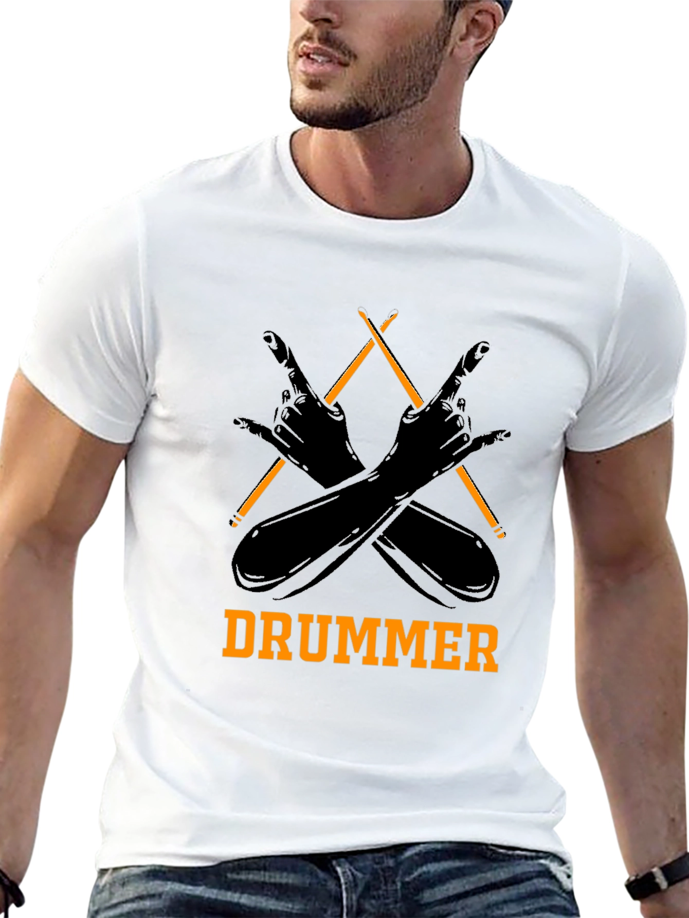 Drummer T-Shirt Rock and Roll Hand Symbol