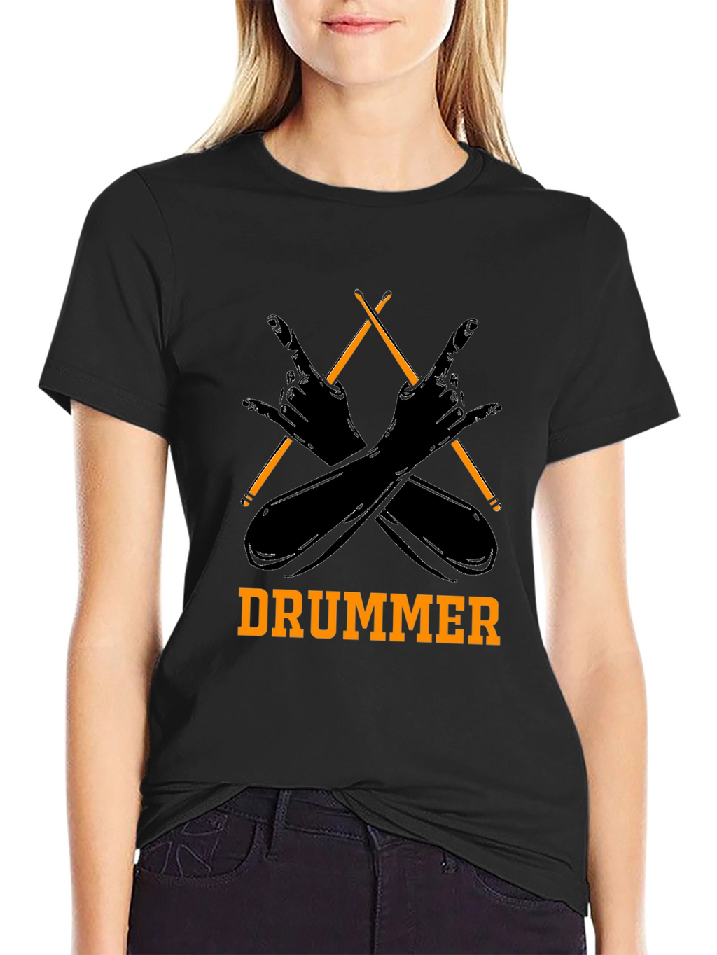 Drummer T-Shirt Rock and Roll Hand Symbol