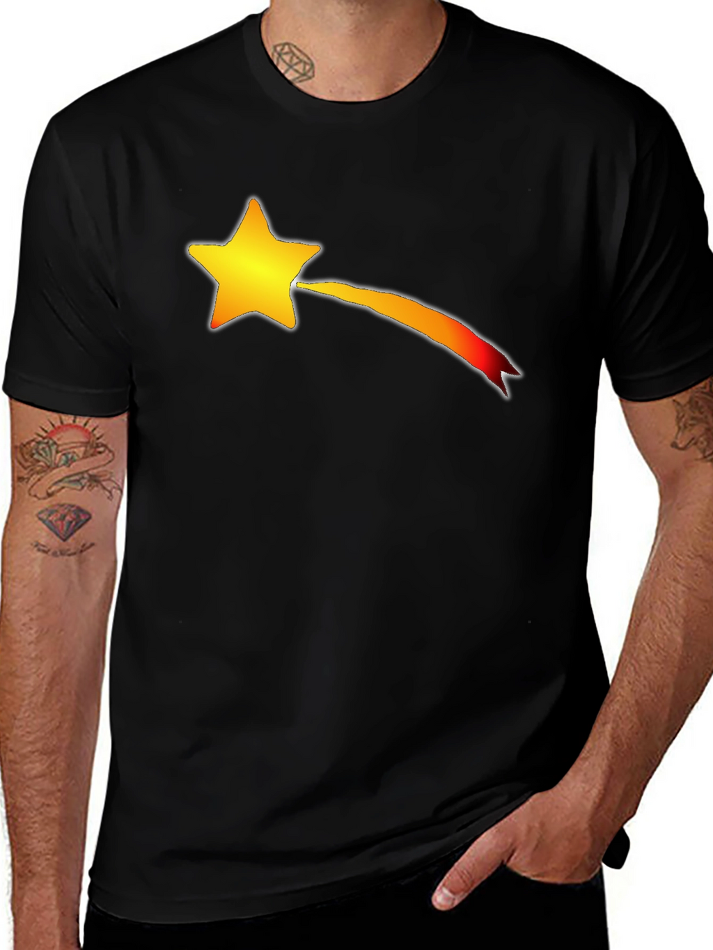 Shooting Star Graphic T-Shirt - Black