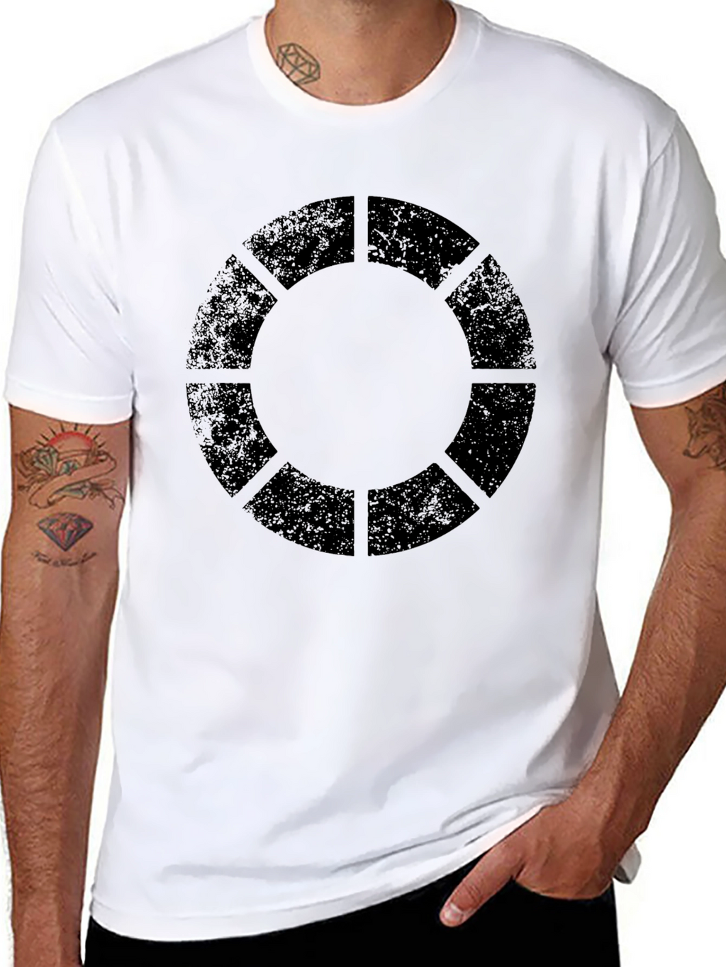 Geometric Circle Graphic Black T-Shirt