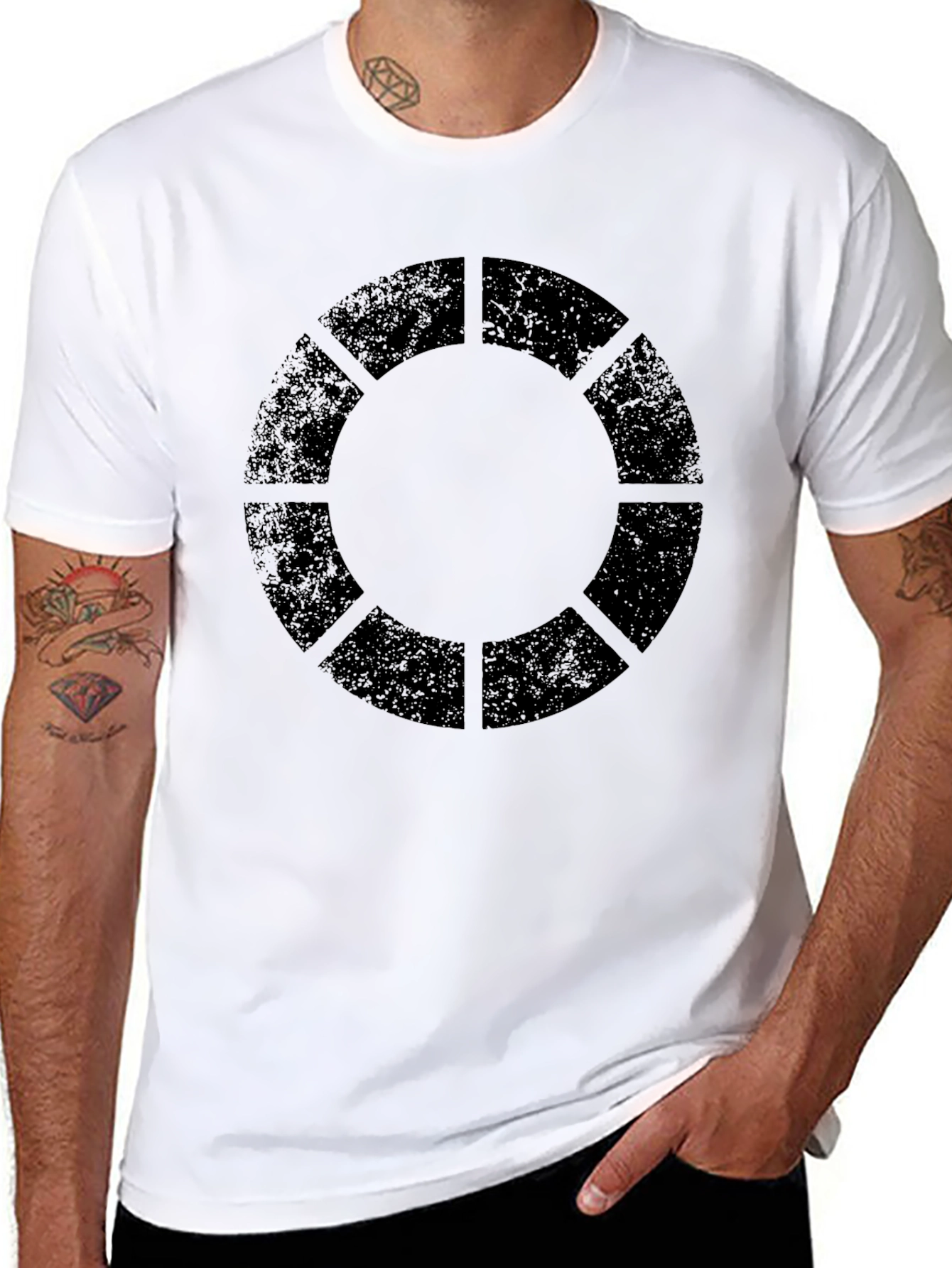 Geometric Circle Graphic Black T-Shirt