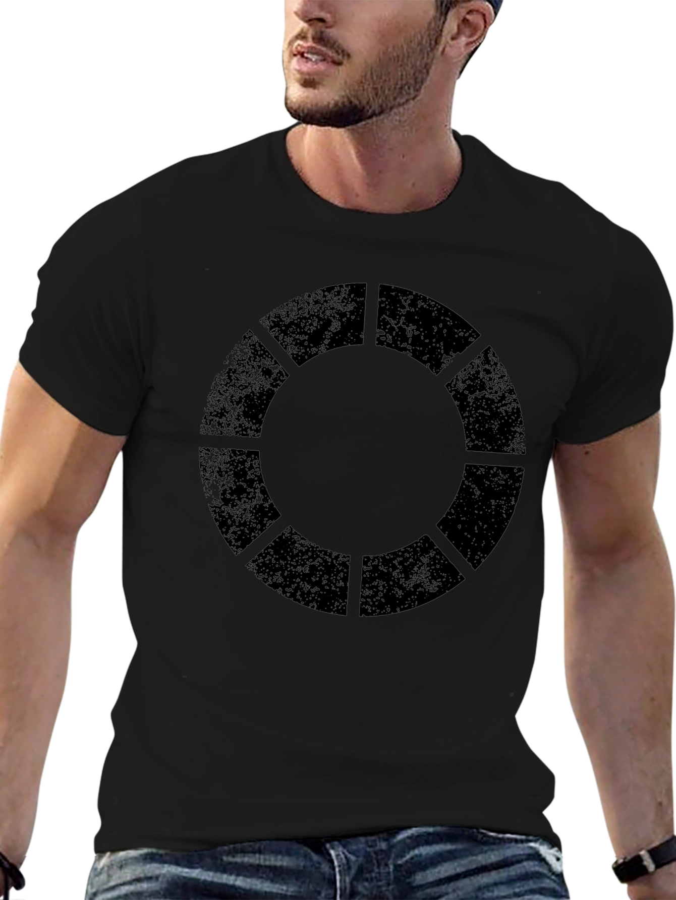 Geometric Circle Graphic Black T-Shirt