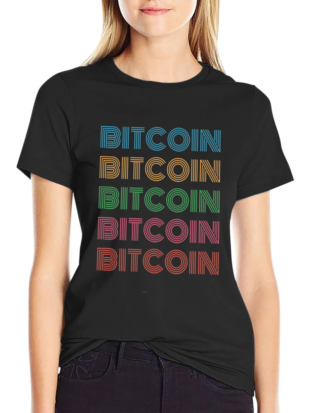 Bitcoin Retro Stripe T-Shirt - Crypto Currency Tee