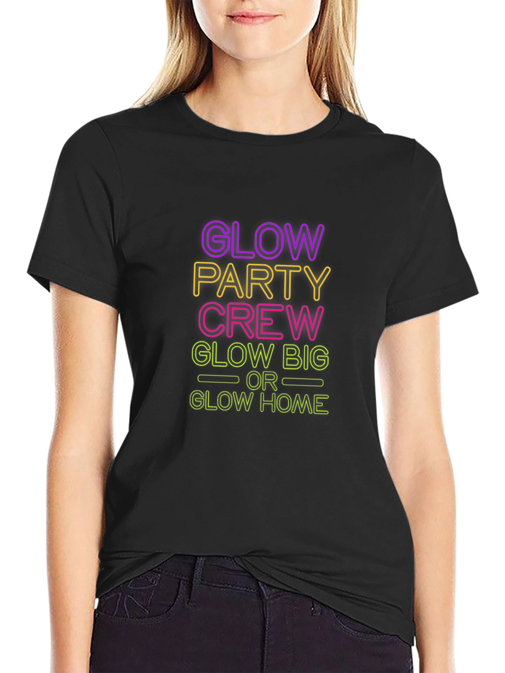 Glow Party Crew Black T-Shirt