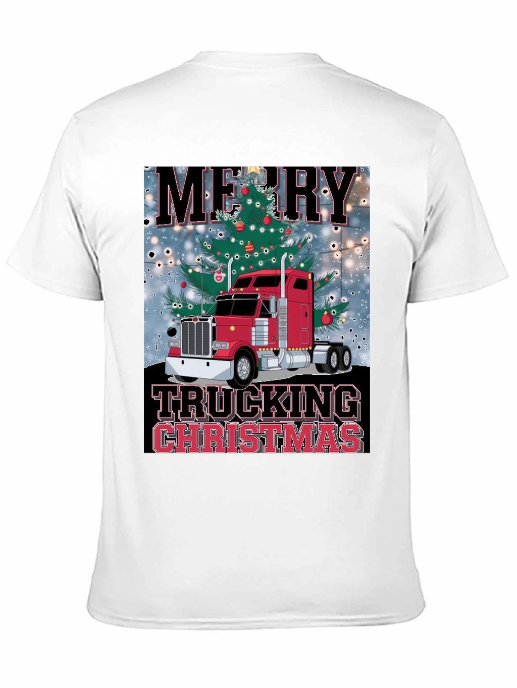 Merry Trucking Christmas Black T-Shirt