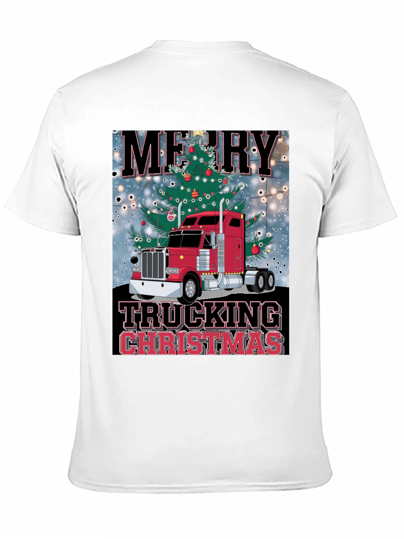 Merry Trucking Christmas Black T-Shirt