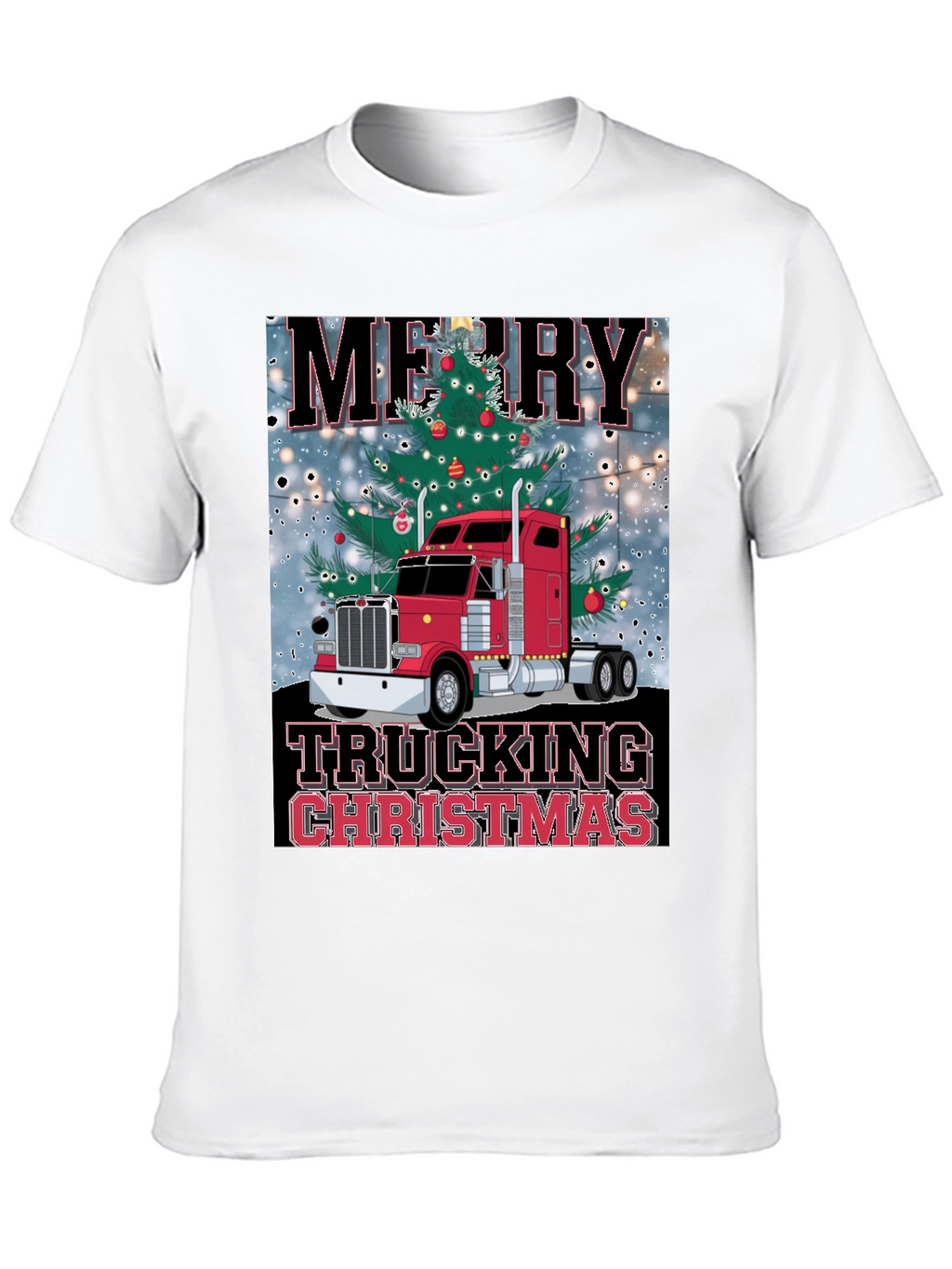 Merry Trucking Christmas Black T-Shirt