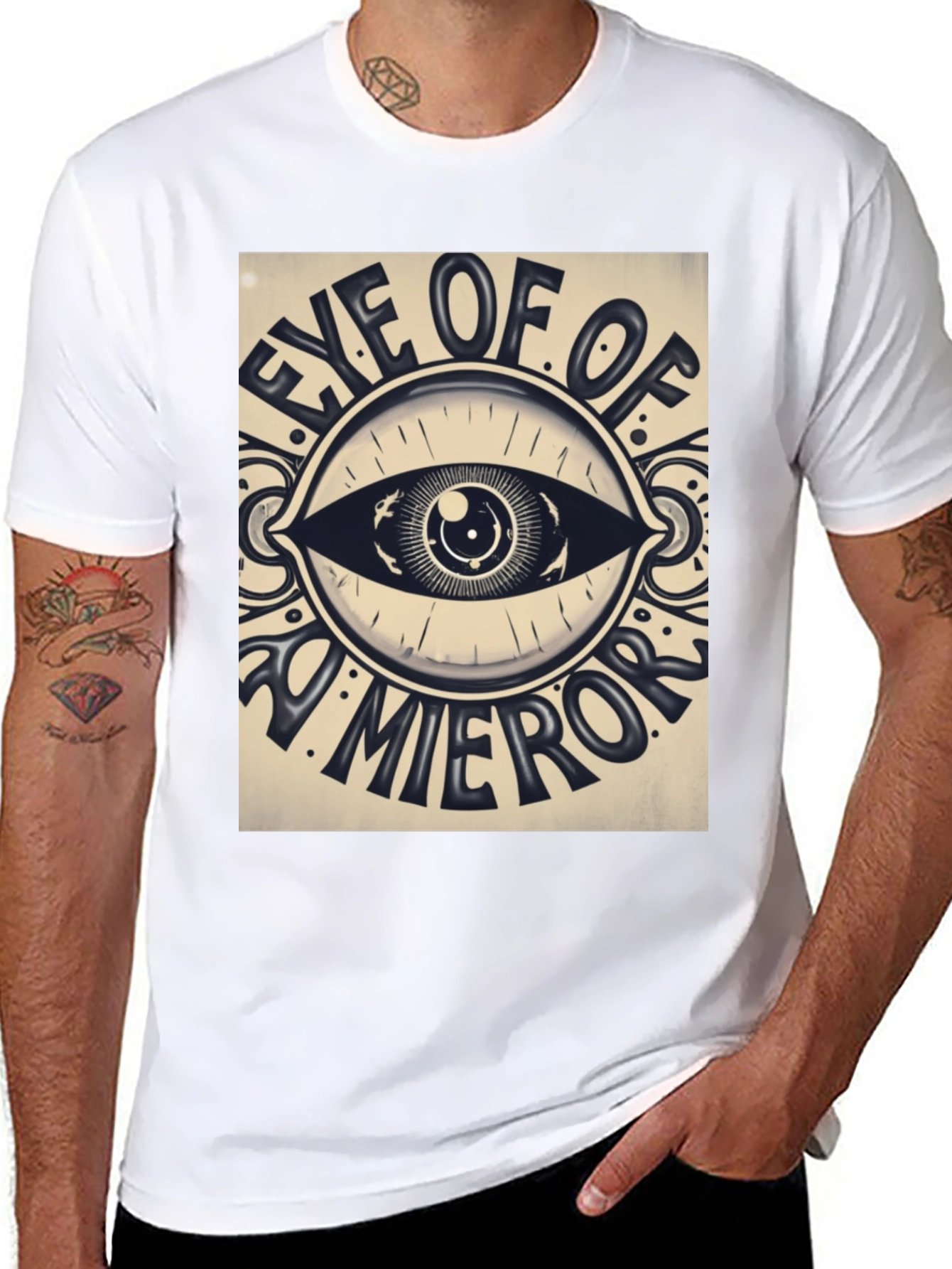 Eye of Mirror Graphic Tee - Stylish Black Cotton Shirt