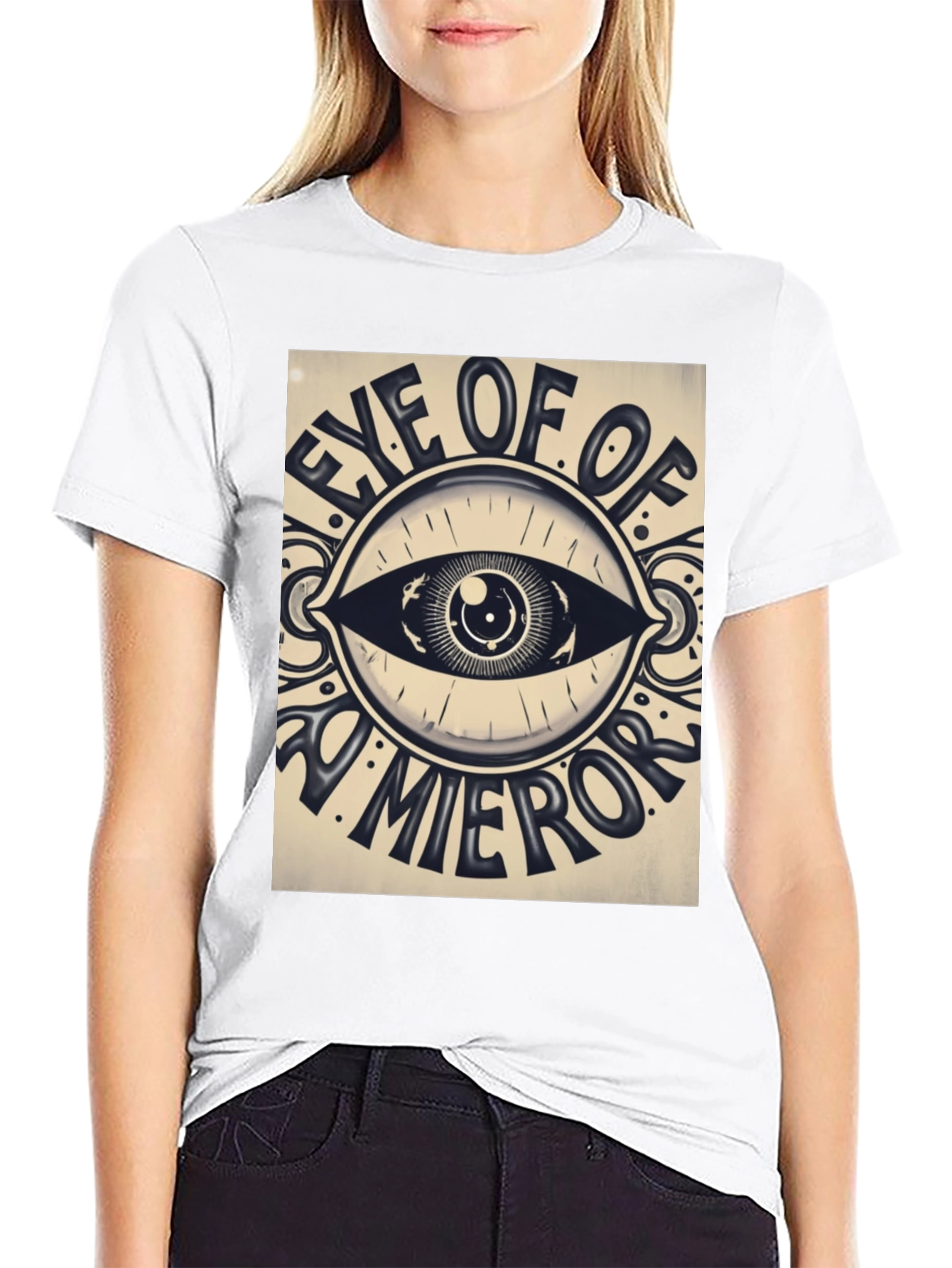 Eye of Mirror Graphic Tee - Stylish Black Cotton Shirt