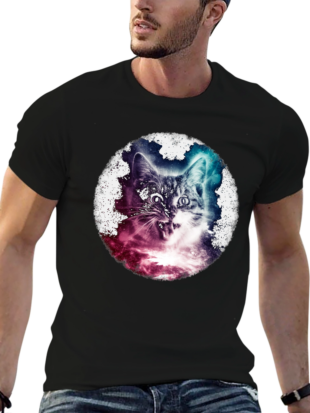 Cosmic Cat T-Shirt - Galaxy Feline Tee