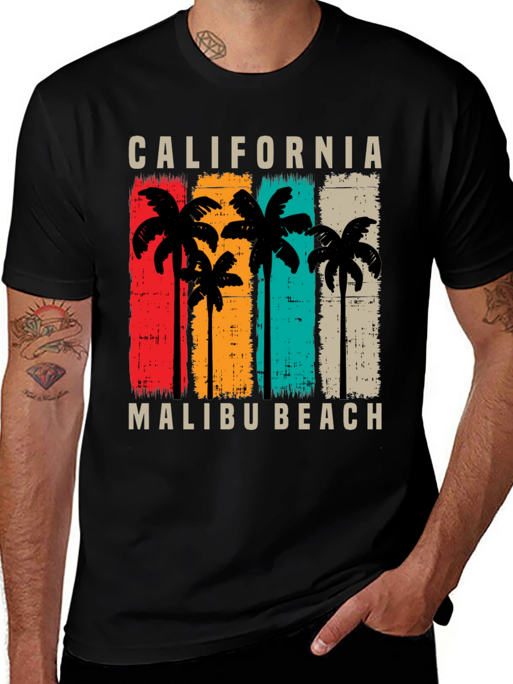 California Malibu Beach T-Shirt Palm Tree Graphic Tee