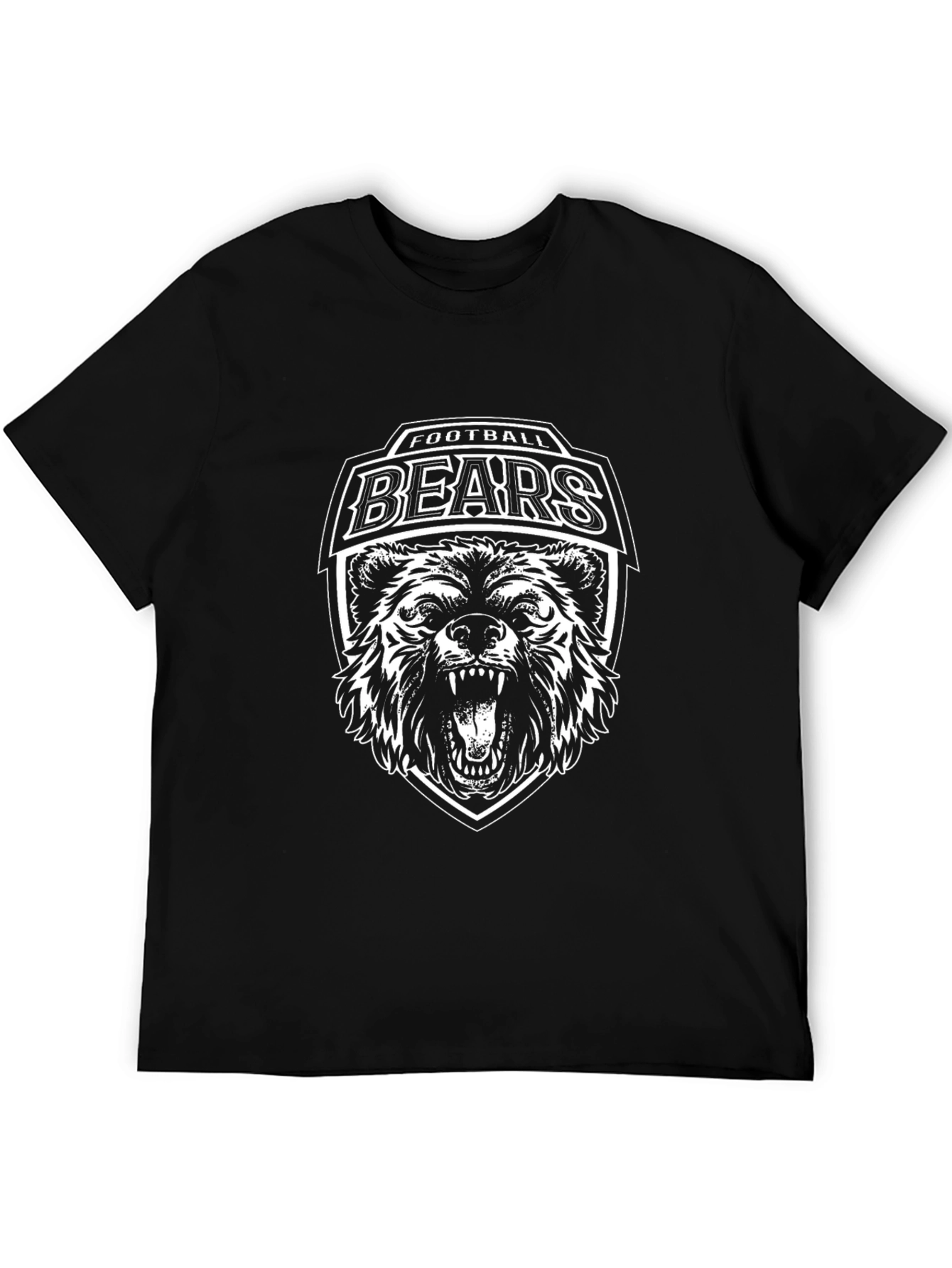 Football Bears Graphic Black T-Shirt