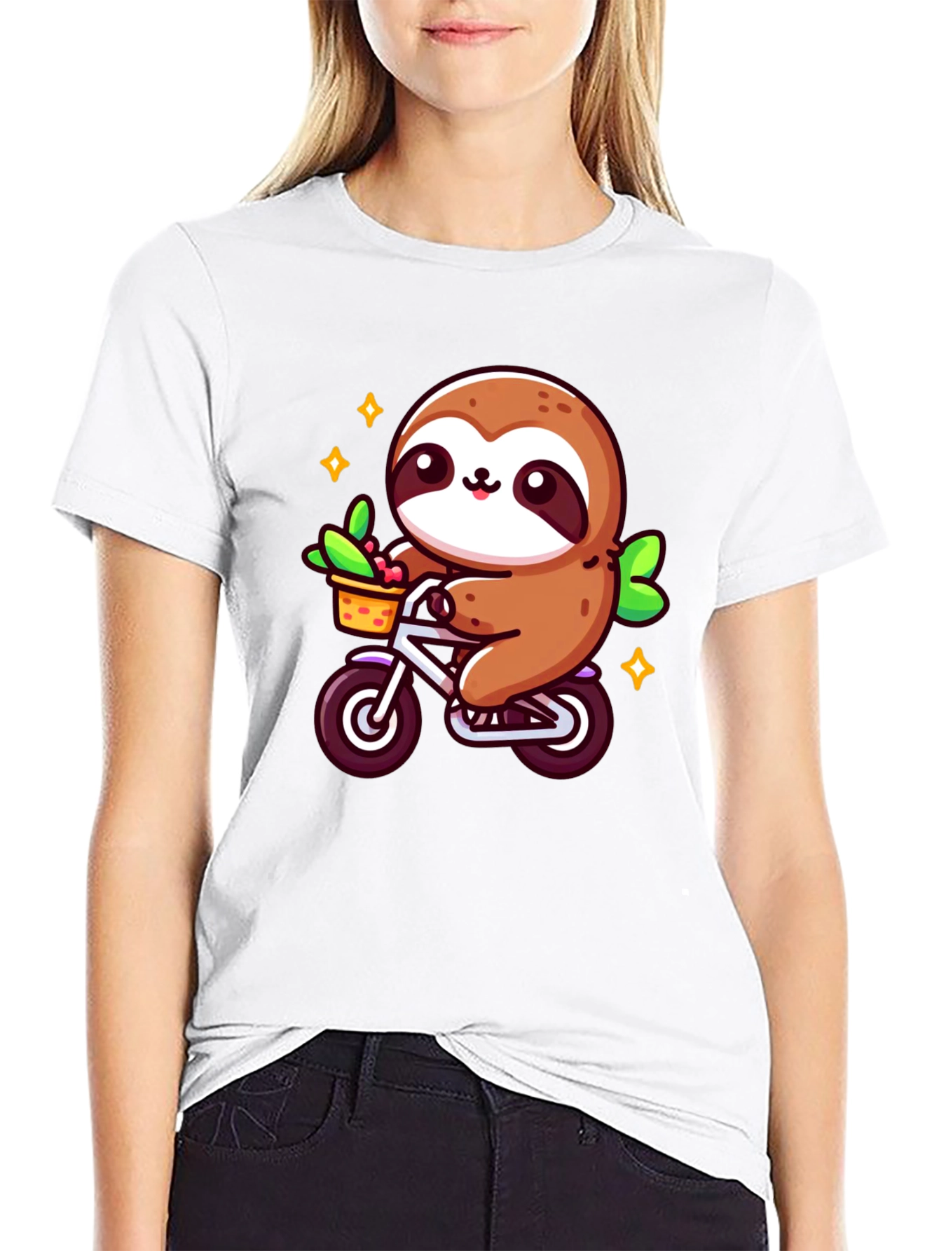 Sloth on Bicycle Graphic T-Shirt