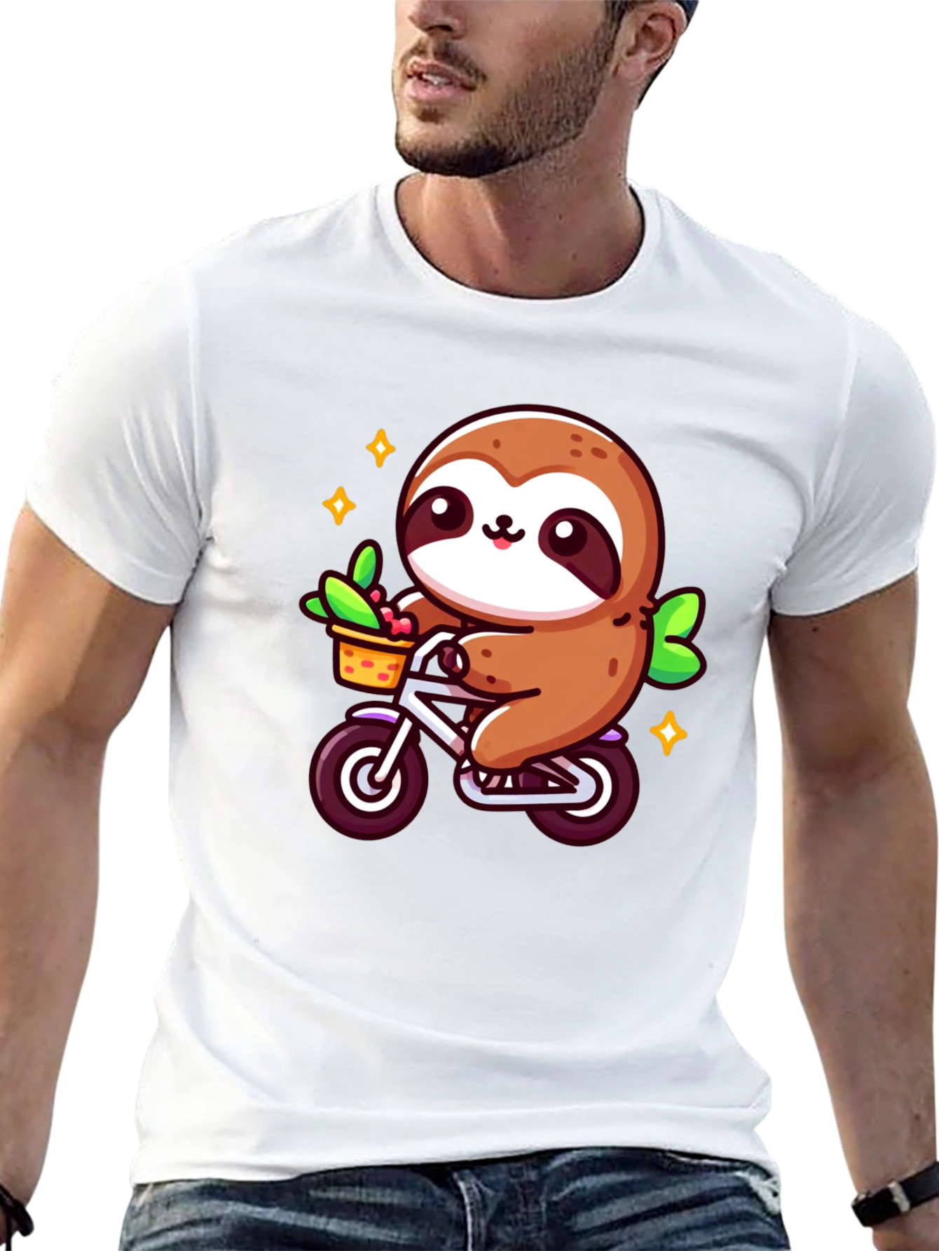 Sloth on Bicycle Graphic T-Shirt