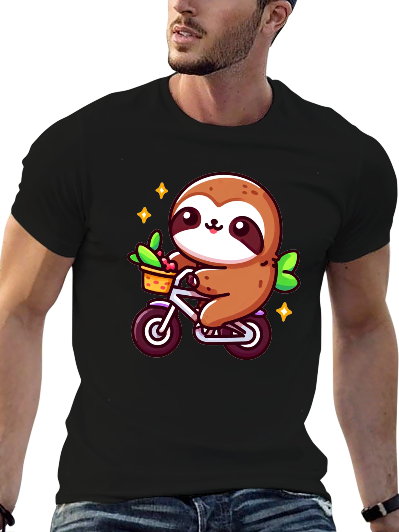 Sloth on Bicycle Graphic T-Shirt