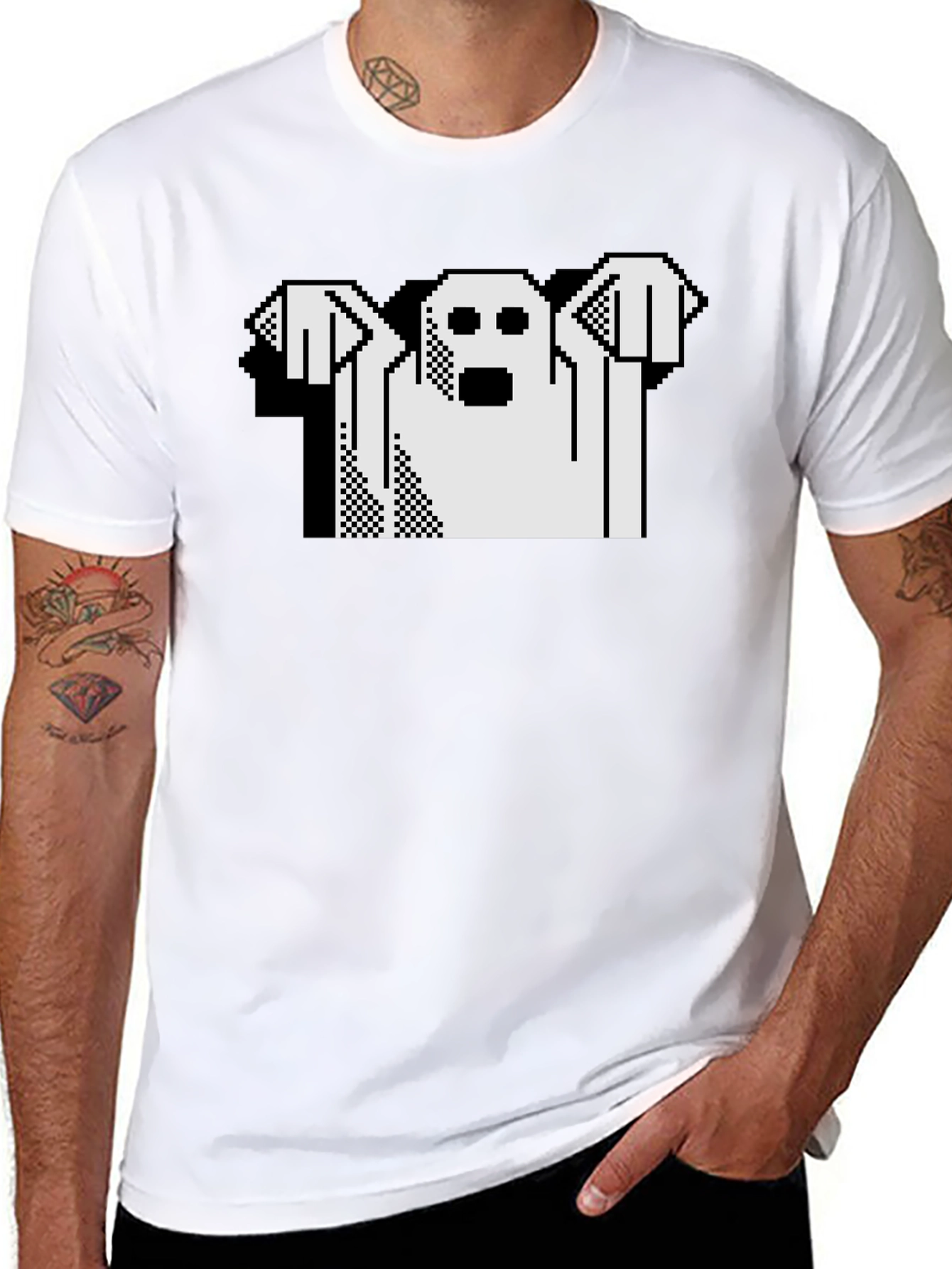 Retro Ghost Graphic Black T-Shirt