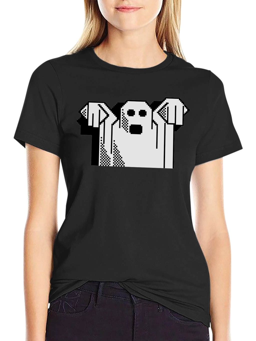 Retro Ghost Graphic Black T-Shirt