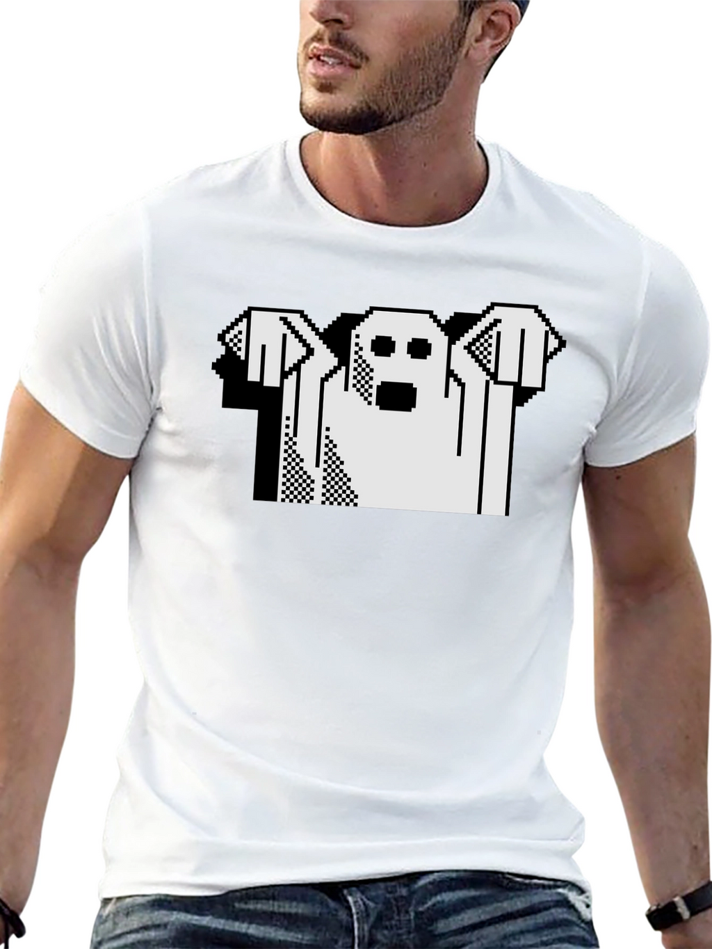 Retro Ghost Graphic Black T-Shirt