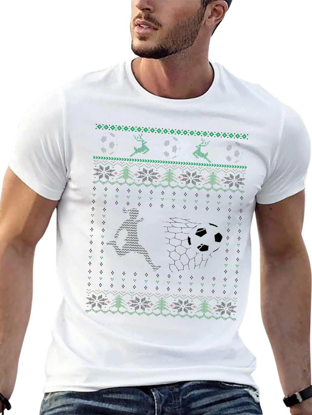 Soccer Christmas Sweater Style T-Shirt