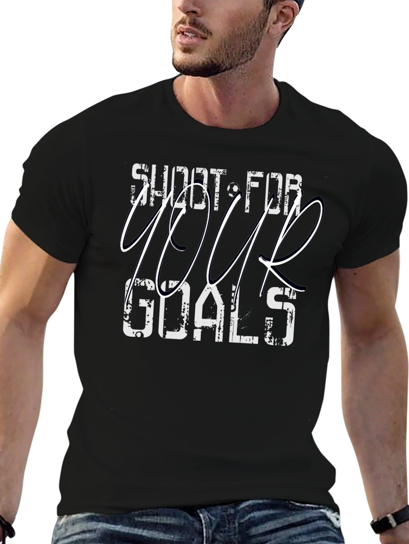 Shoot for Your Goals Black Graphic T-Shirt