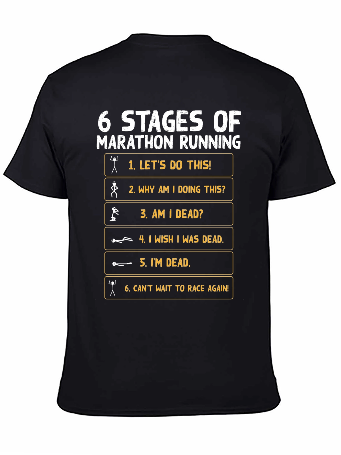 6 Stages Marathon Running Graphic T-Shirt