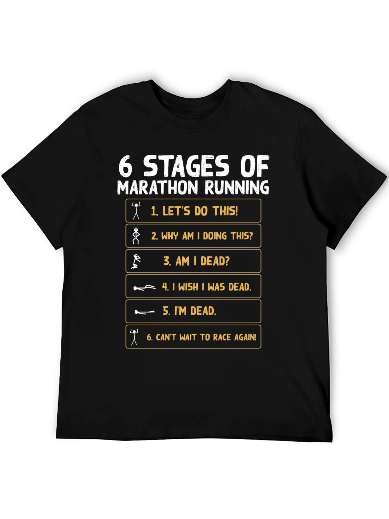 6 Stages Marathon Running Graphic T-Shirt